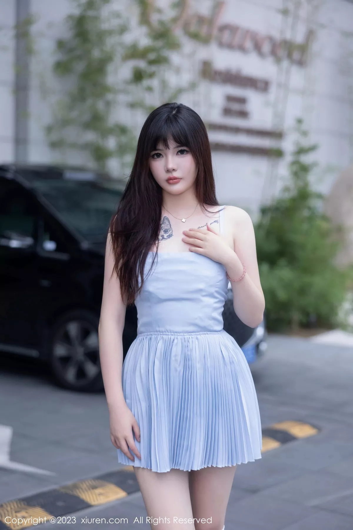模特Arude薇薇性感淡蓝色连衣短裙配白丝袜秀曼妙身姿诱惑写真69P-第1章-图片2