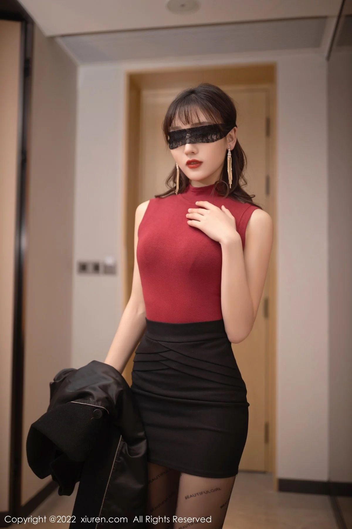模特陆萱萱角色扮演半脱露蕾丝内衣超薄无内黑丝极致诱惑写真96P-第1章-图片3