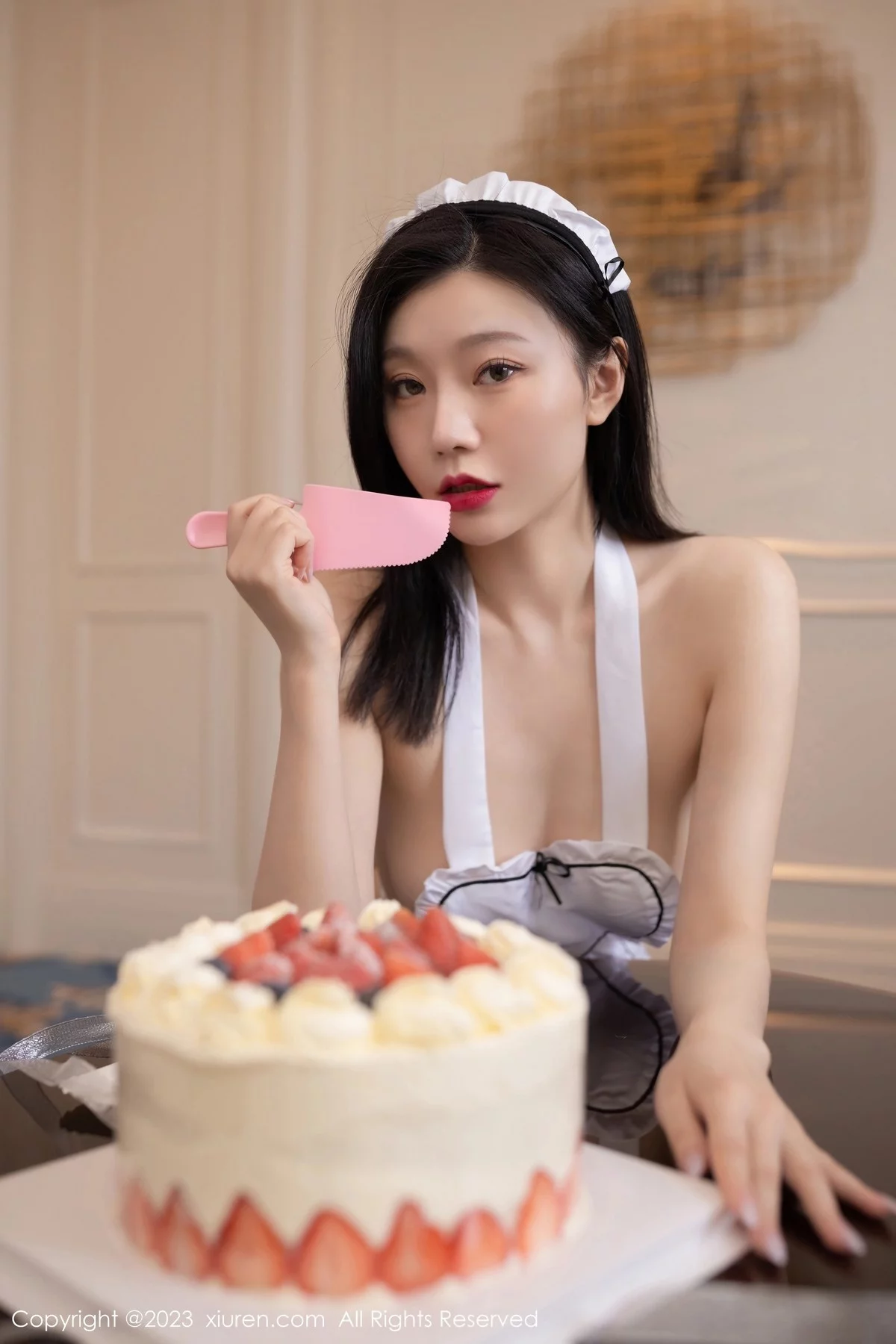 模特安然anran性感白色女仆服饰配白丝袜秀曼妙身姿诱惑写真82P-第1章-图片3