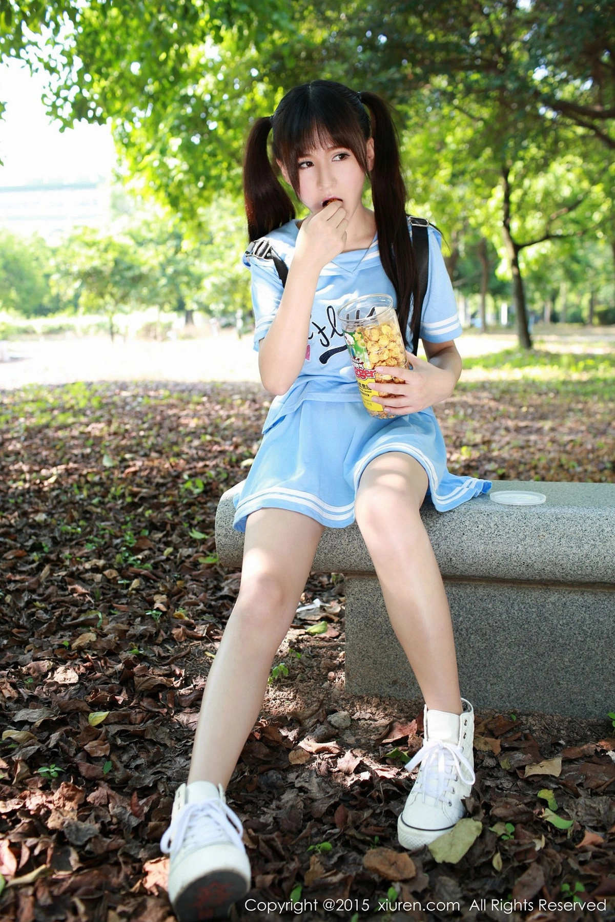 嫩模唐雨辰TYC双马尾辫户外清纯学生装性感迷人写真68P-第1章-图片3