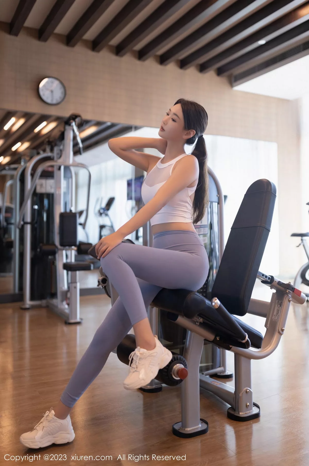 模特唐安琪健身房场景性感紧身运动服秀曼妙身姿迷人诱惑写真80P-第1章-图片3