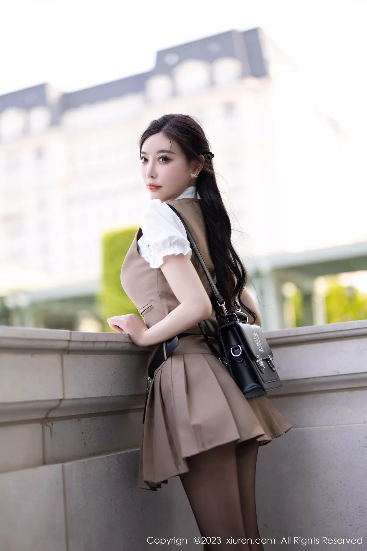 女神杨晨晨Yome杏色短裙套装露粉色内衣配超薄黑丝诱惑写真90P-第1章-图片2