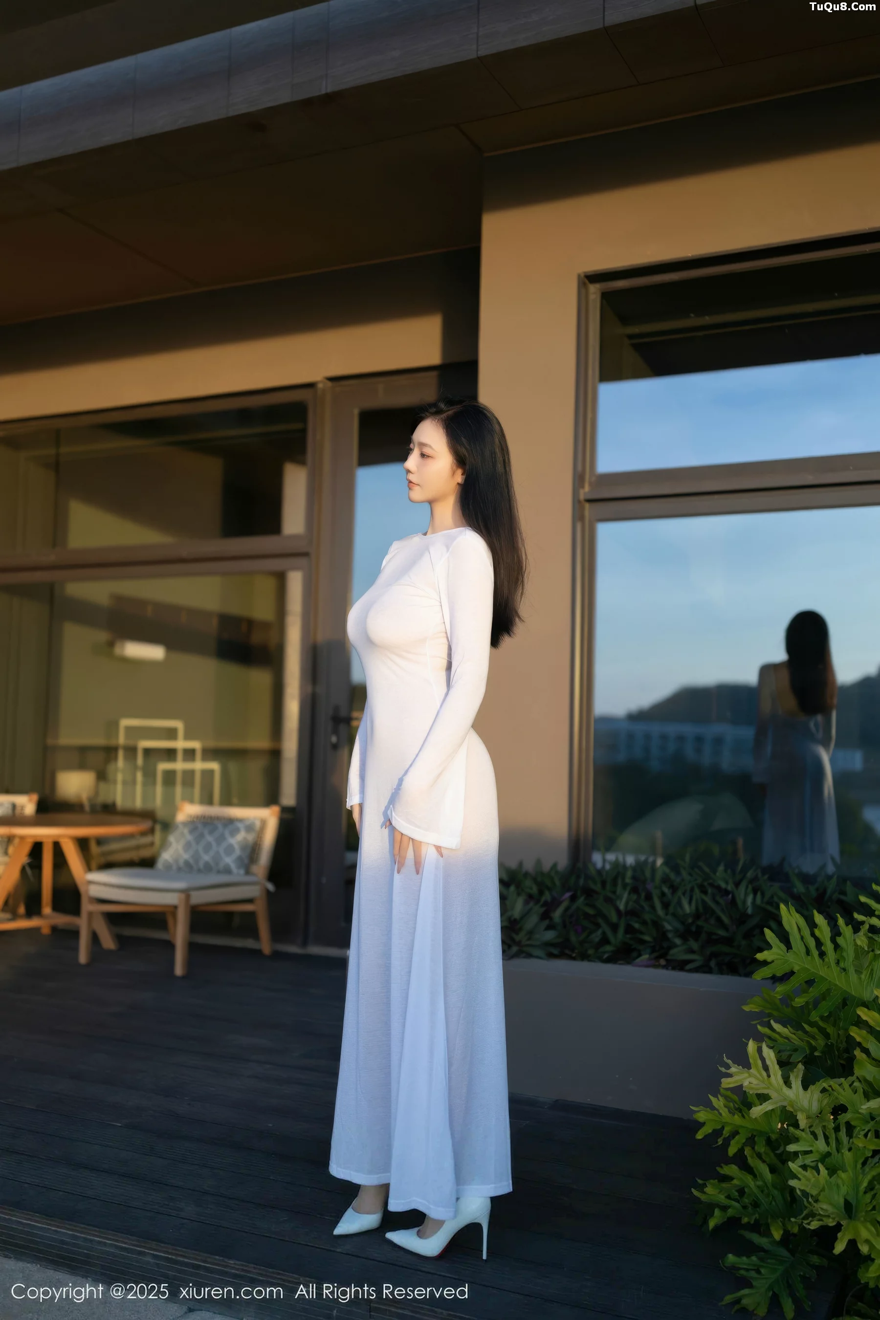 模特安然anran性感白色连衣长裙配超薄肉色秀曼妙身姿诱惑写真80P-第1章-图片1