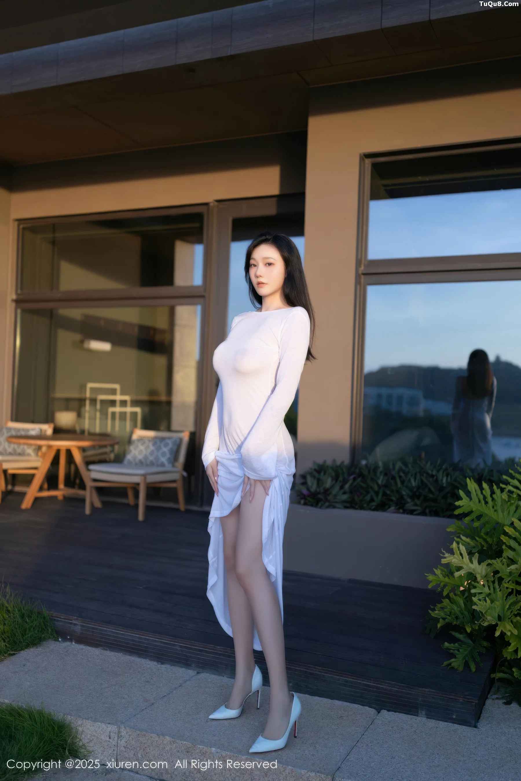 模特安然anran性感白色连衣长裙配超薄肉色秀曼妙身姿诱惑写真80P-第1章-图片3