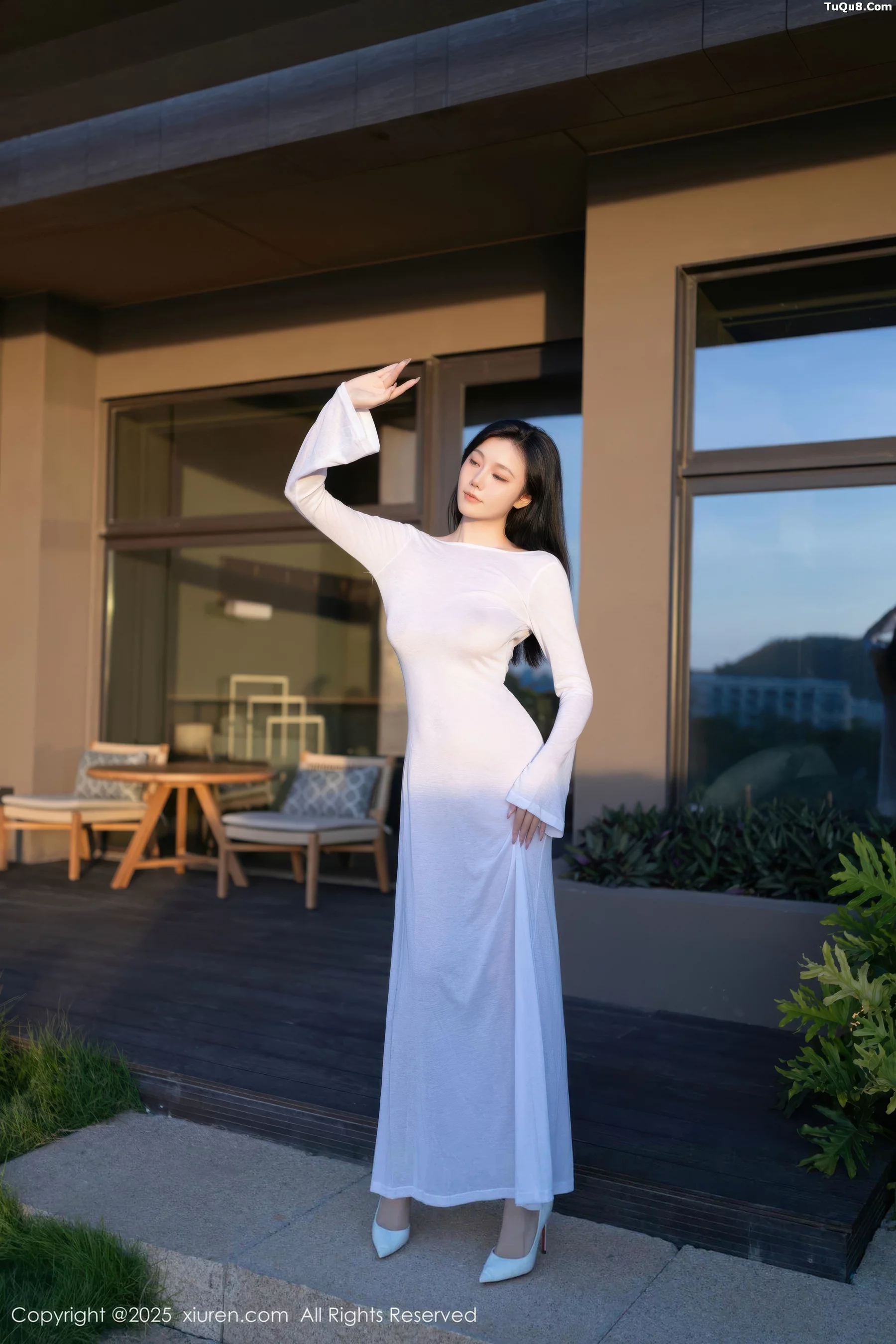 模特安然anran性感白色连衣长裙配超薄肉色秀曼妙身姿诱惑写真80P-第1章-图片4