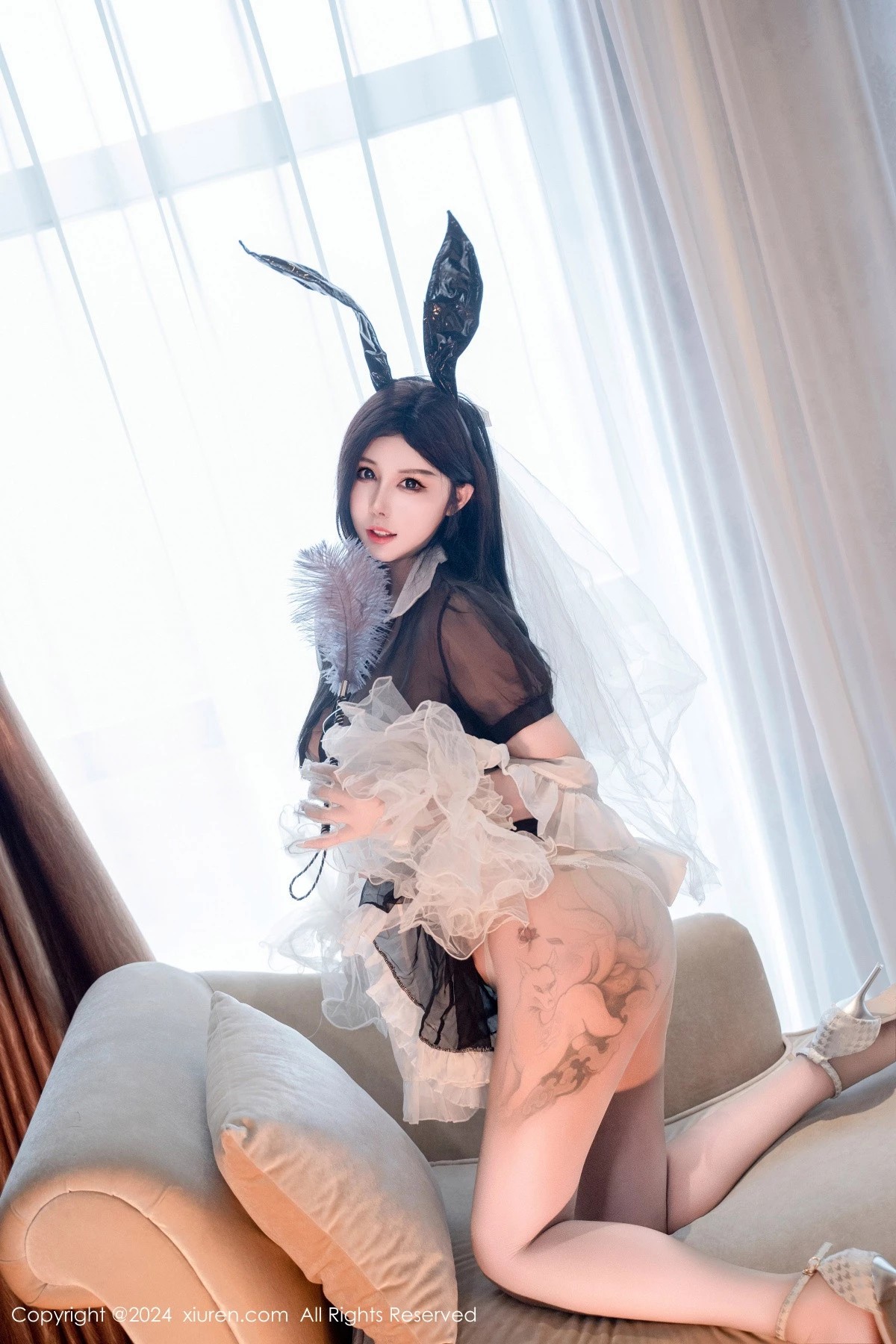 模特陈芊儿私房性感兔女郎装扮黑色薄纱秀丰满身材惹火诱惑写真81P-第12章-图片3