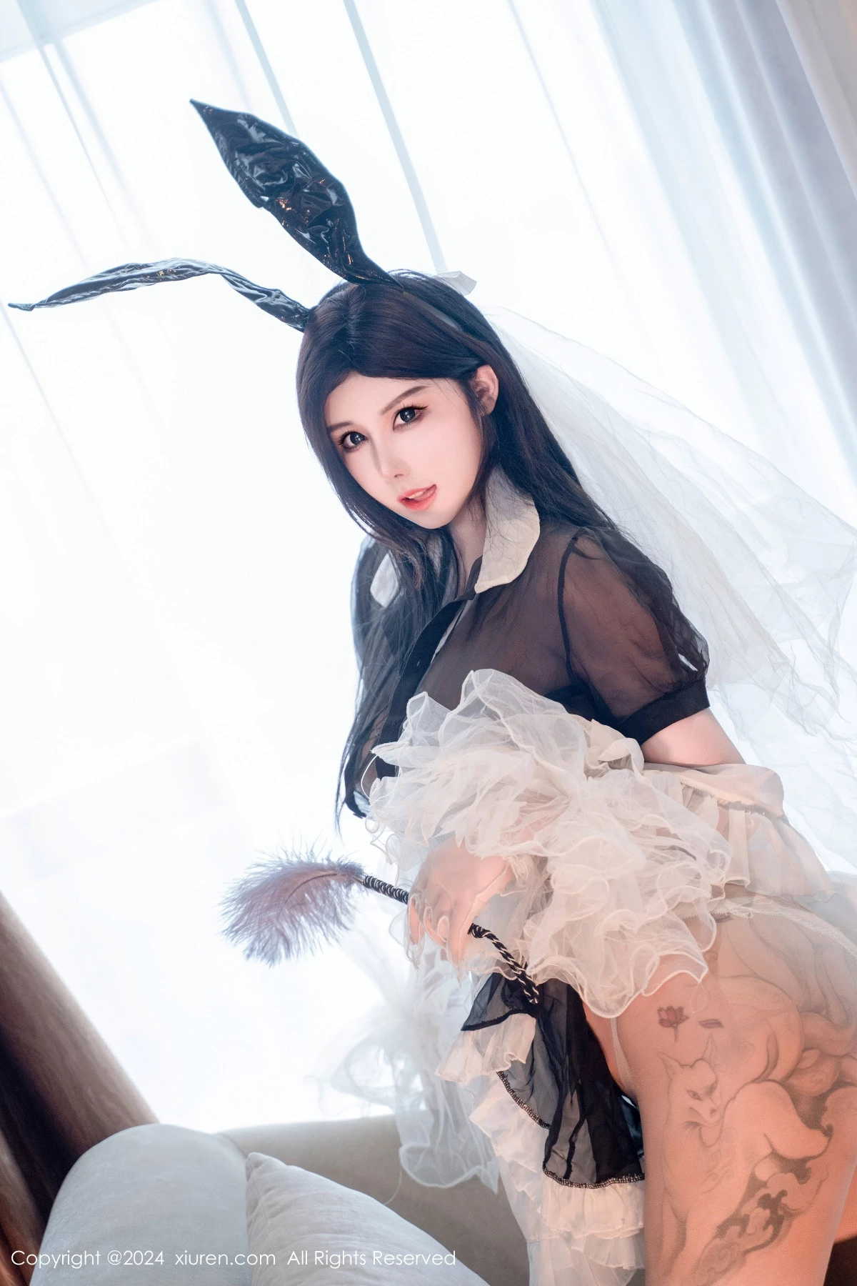 模特陈芊儿私房性感兔女郎装扮黑色薄纱秀丰满身材惹火诱惑写真81P-第13章-图片1
