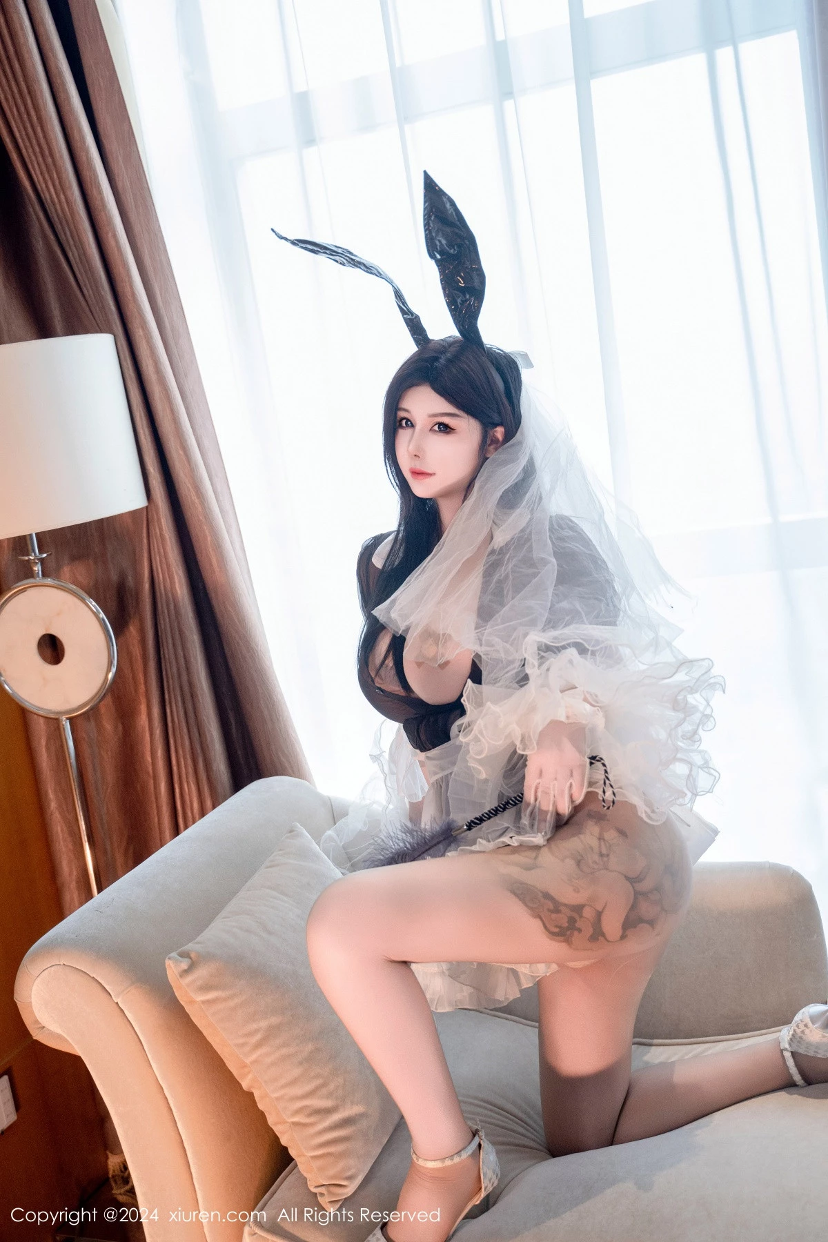 模特陈芊儿私房性感兔女郎装扮黑色薄纱秀丰满身材惹火诱惑写真81P-第13章-图片2