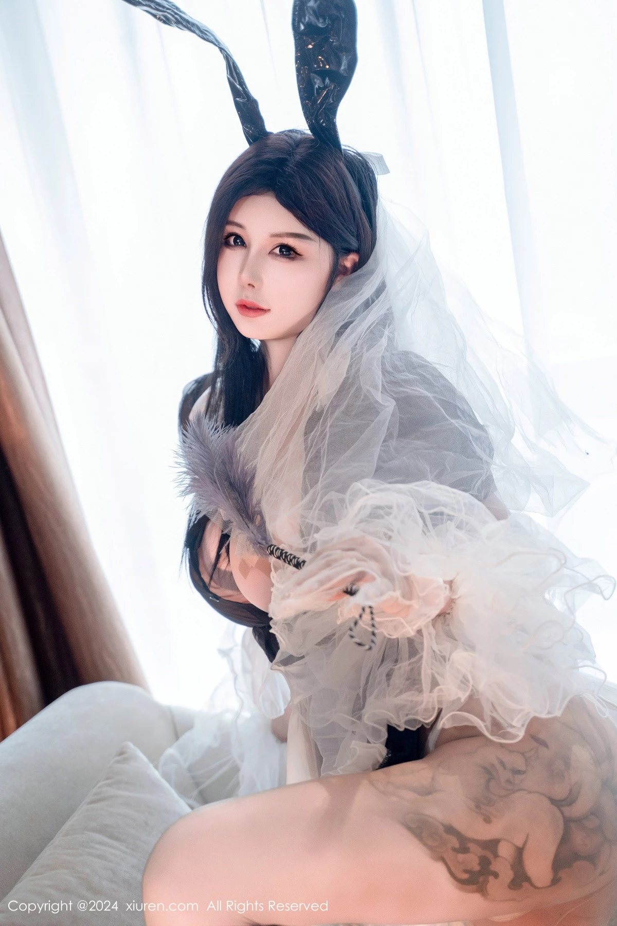 模特陈芊儿私房性感兔女郎装扮黑色薄纱秀丰满身材惹火诱惑写真81P-第13章-图片3