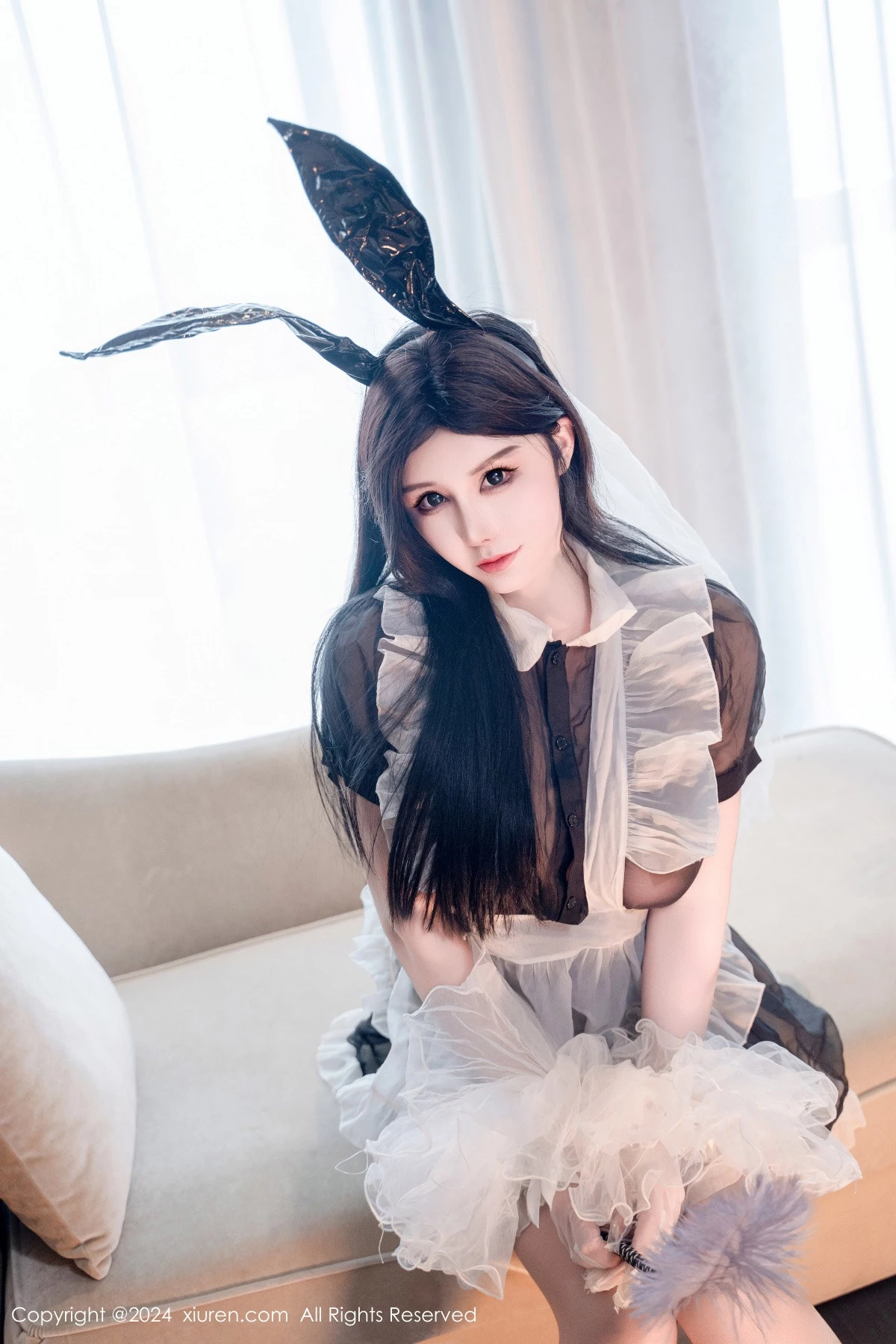 模特陈芊儿私房性感兔女郎装扮黑色薄纱秀丰满身材惹火诱惑写真81P-第4章-图片1