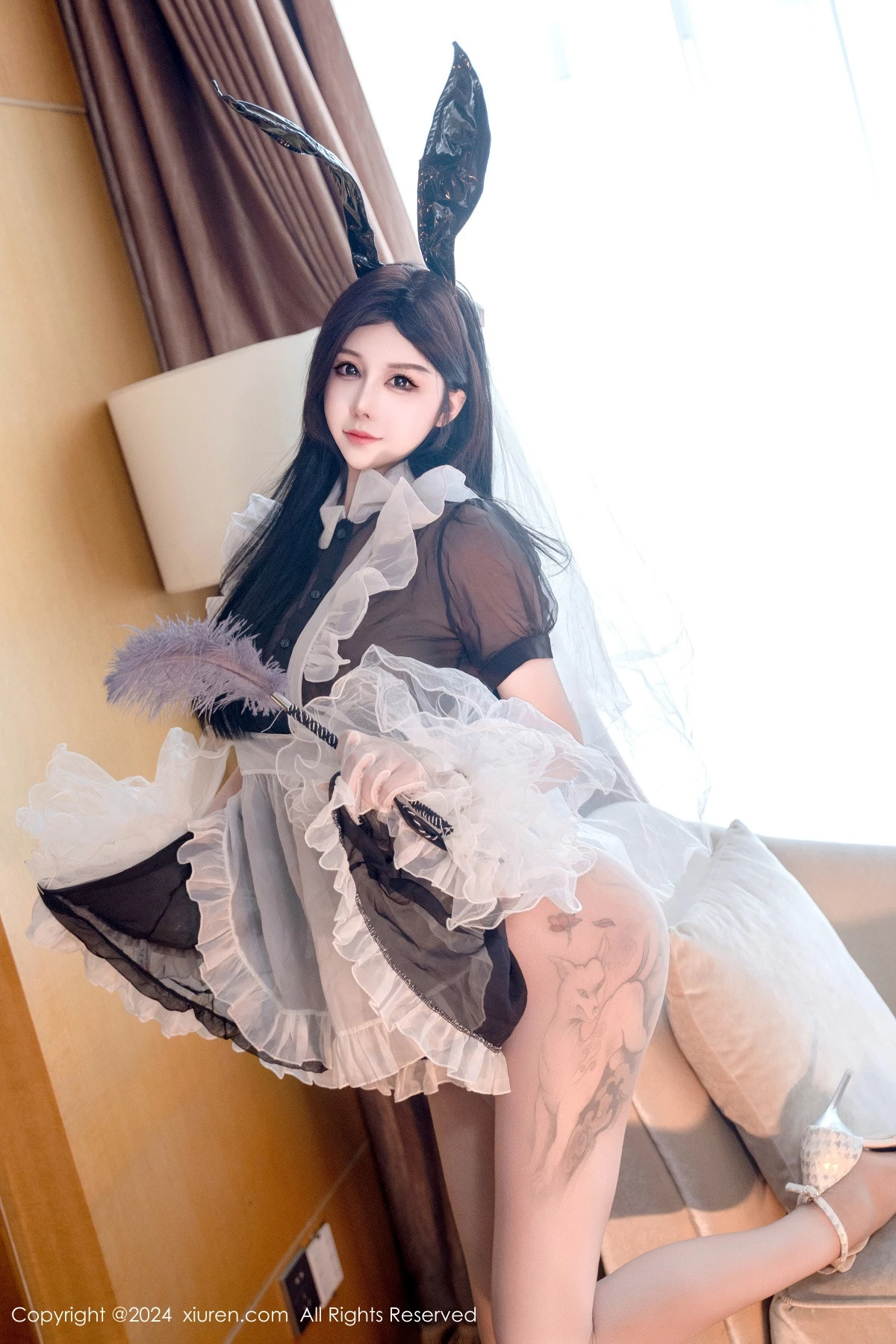 模特陈芊儿私房性感兔女郎装扮黑色薄纱秀丰满身材惹火诱惑写真81P-第6章-图片1