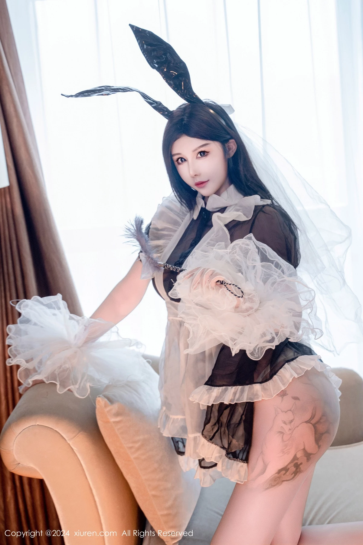 模特陈芊儿私房性感兔女郎装扮黑色薄纱秀丰满身材惹火诱惑写真81P-第8章-图片1