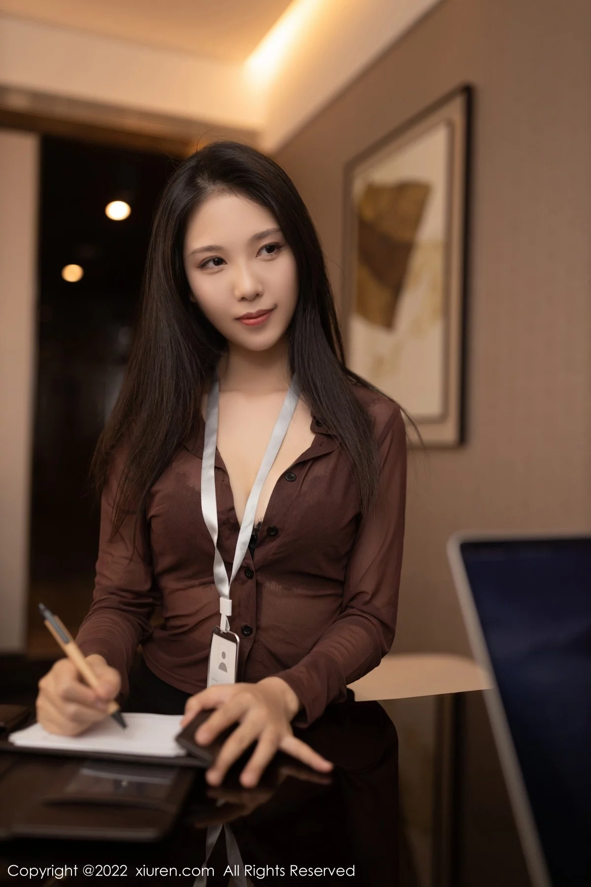 模特抖娘利世秘书角色扮演主题蕾丝内衣半脱露豪乳惹火诱惑写真89P-第1章-图片1
