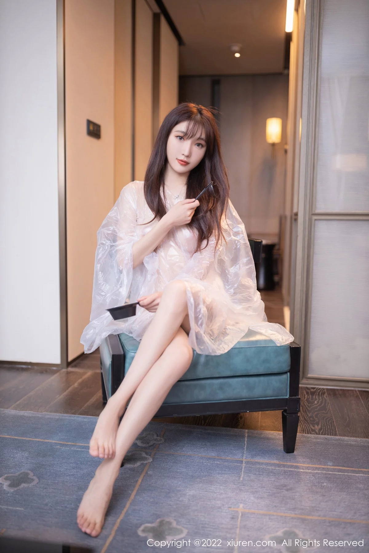 模特陆萱萱北京旅拍染发主题白色薄透胶衣秀火辣身材诱惑写真72P-第1章-图片3