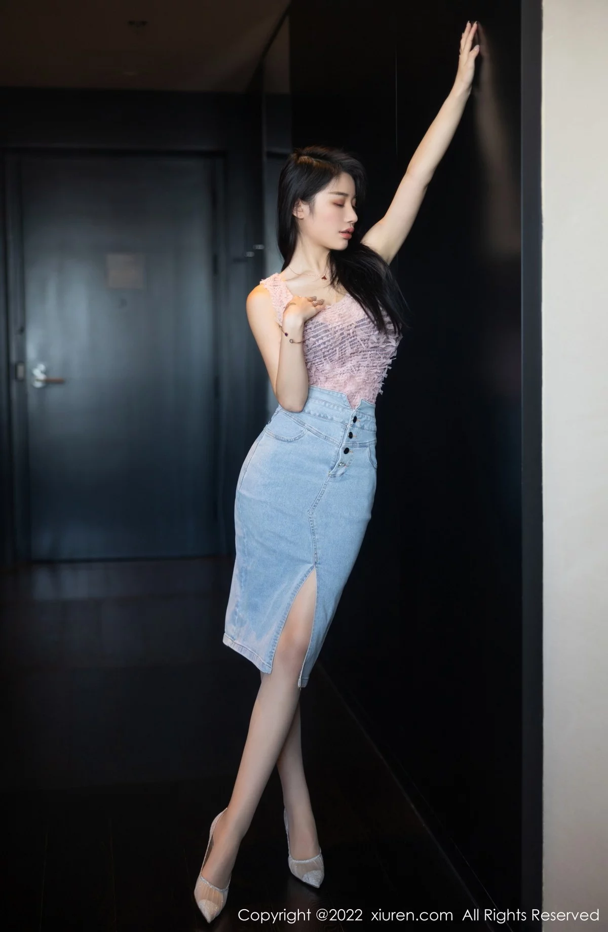 模特美七Mia西双版纳旅拍私房半脱露黑色蕾丝内衣惹火诱惑写真97P-第1章-图片3