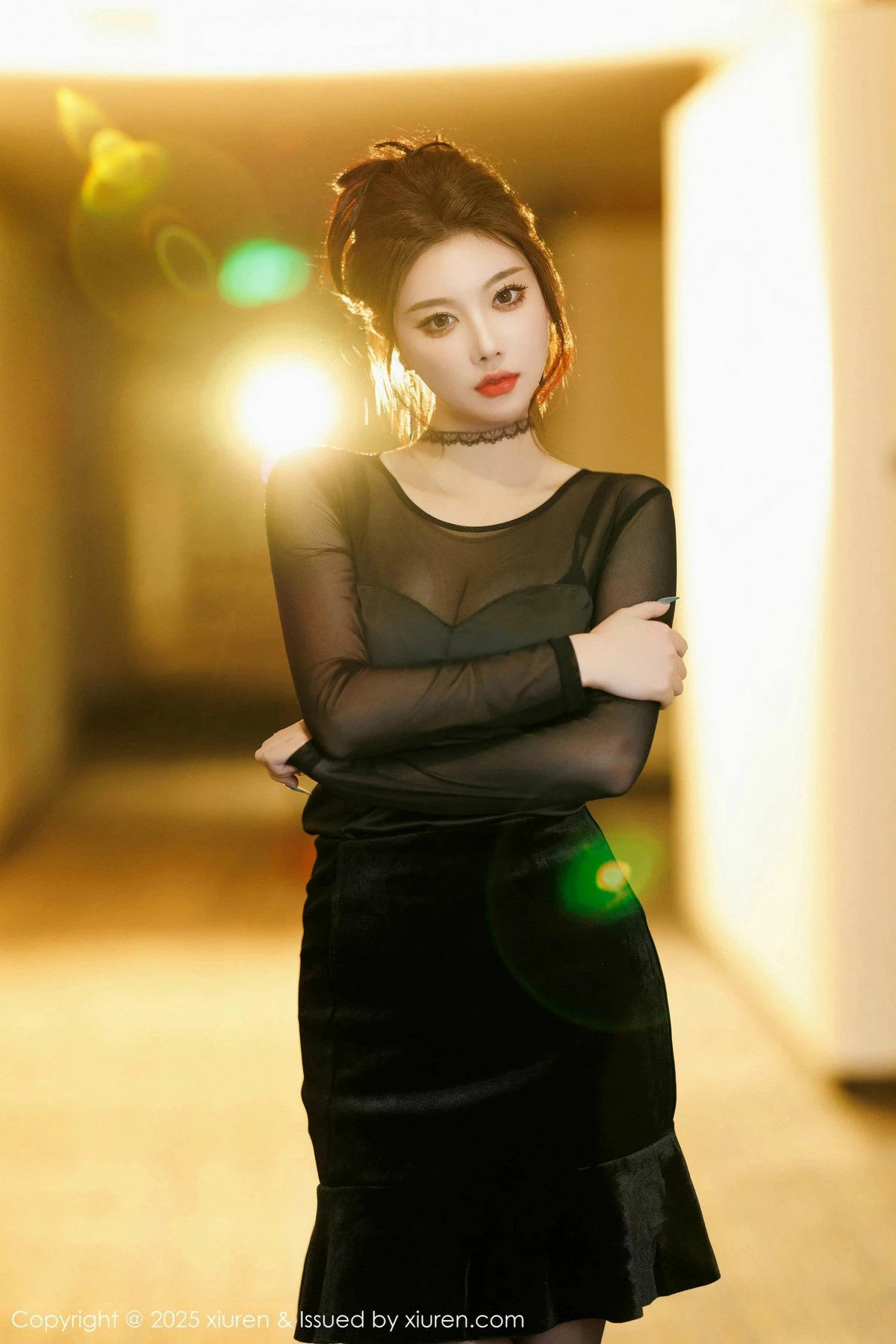 女神杨晨晨Yome黑色连衣短裙露黑色内衣配开档黑丝极致魅惑写真101P-第1章-图片3