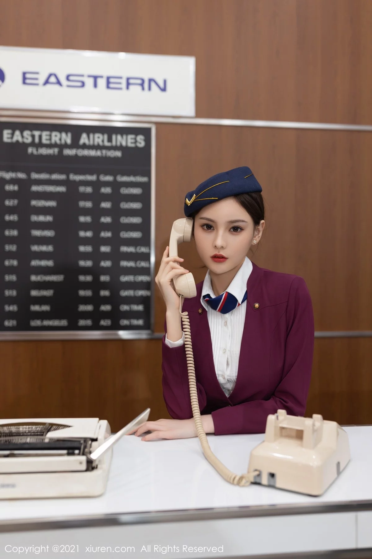 模特王心怡空姐制服主题私房半脱露性感内衣开档黑丝诱惑写真78P-第1章-图片1