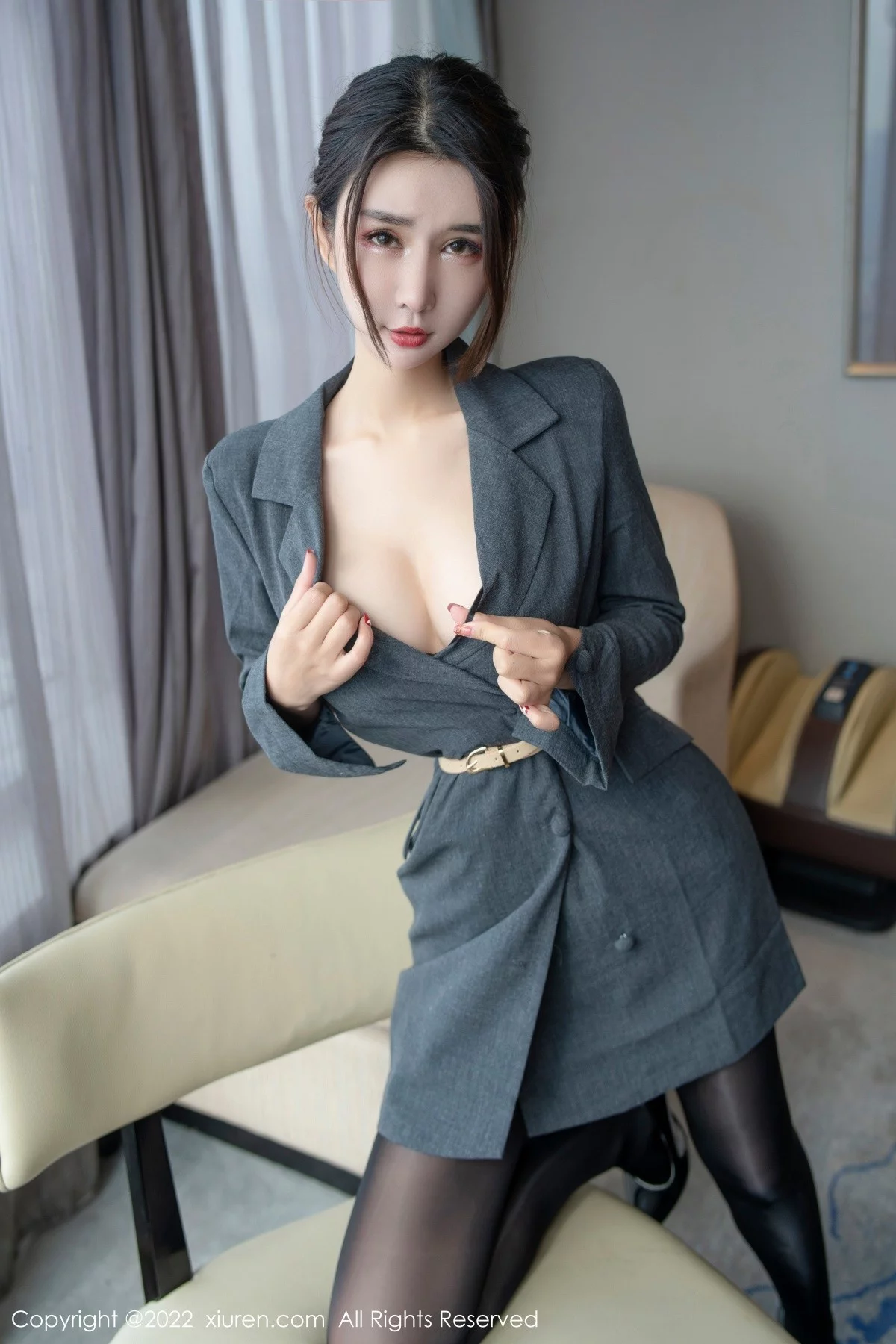 模特夏沫沫tifa私房半脱露黑色连体丝袜秀完美身材撩人诱惑写真66P-第1章-图片1