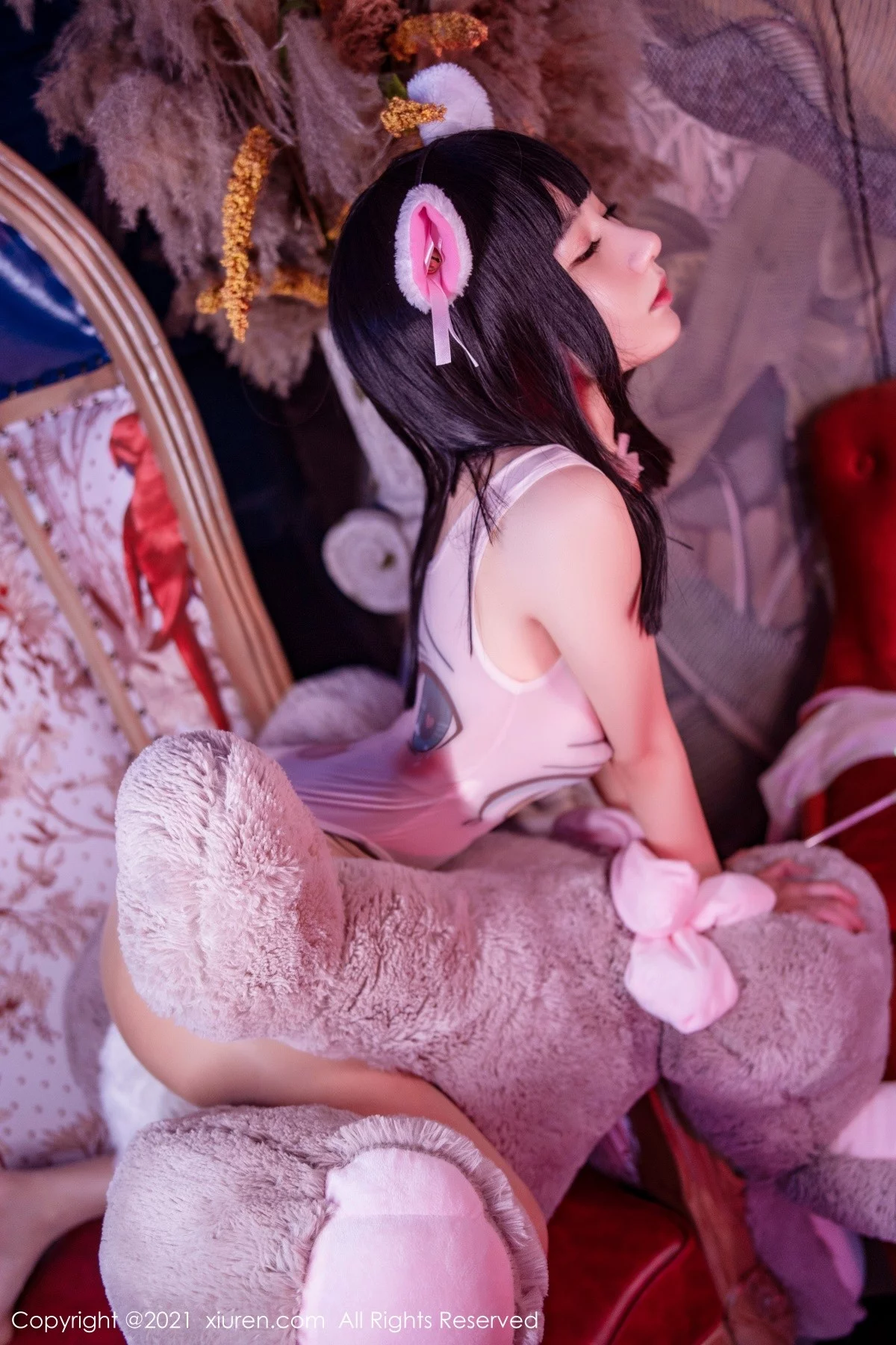 模特小果冻儿智齿猫女主题卡通连体衣配超薄黑丝撩人诱惑写真54P-第1章-图片2