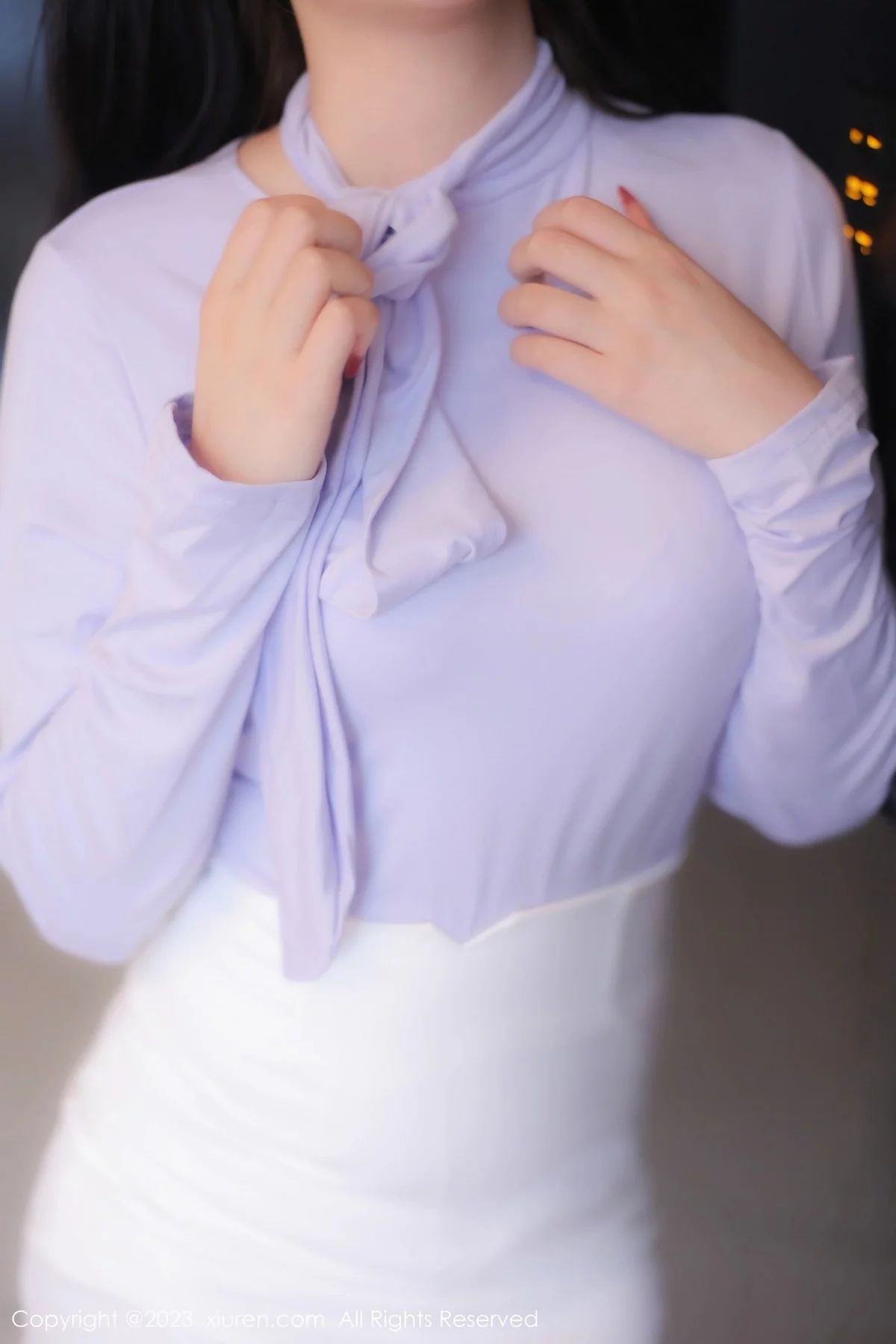 模特江真真浅紫上衣配白短裙露性感白色蕾丝内衣完美诱惑写真100P-第1章-图片2