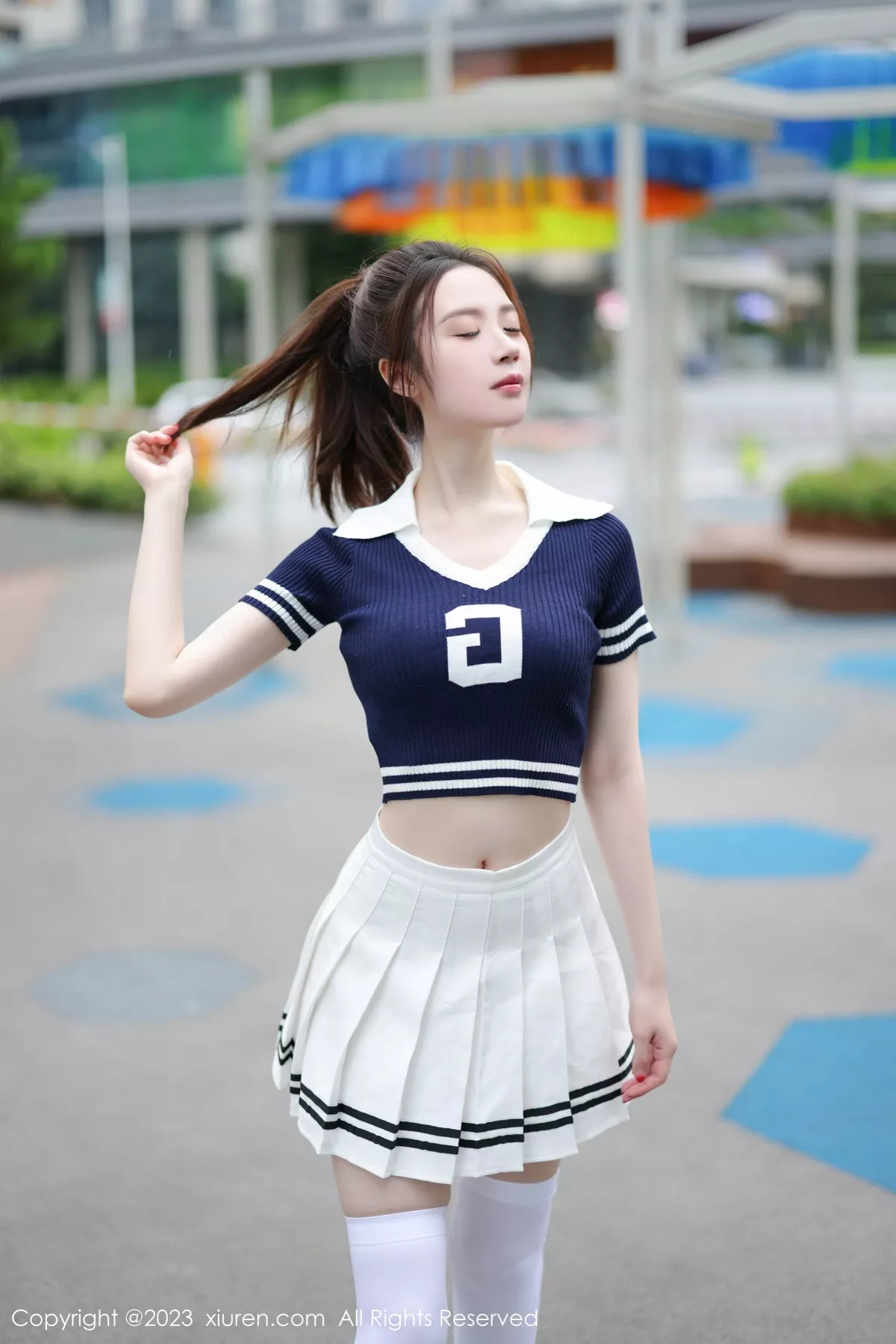 模特梦心玥性感运动服饰穿搭粉色蕾丝内衣配白丝袜迷人诱惑写真81P-第1章-图片2