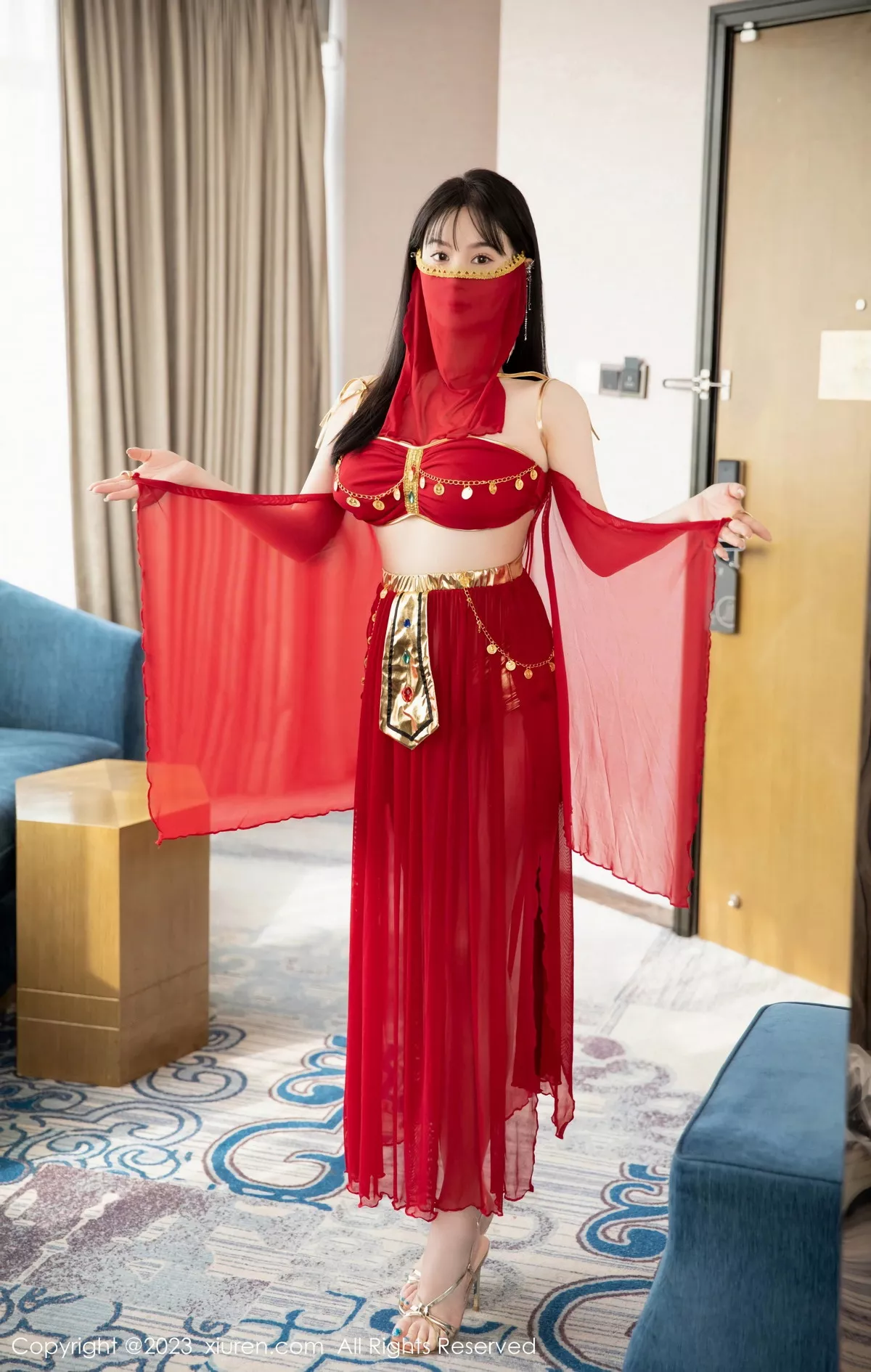 模特柚琪Rich私房脱性感红色西域舞服秀曼妙身姿撩人诱惑写真74P-第1章-图片1