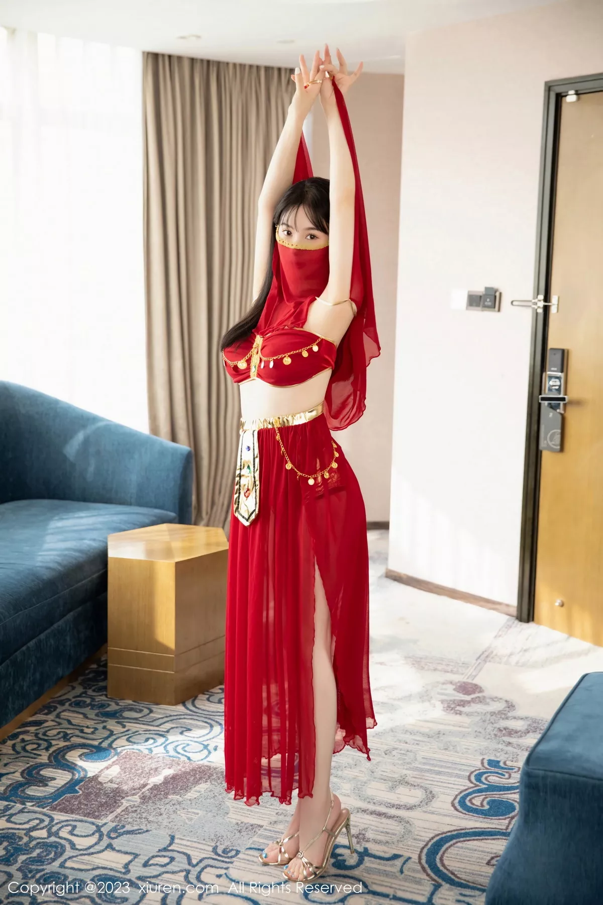 模特柚琪Rich私房脱性感红色西域舞服秀曼妙身姿撩人诱惑写真74P-第1章-图片3