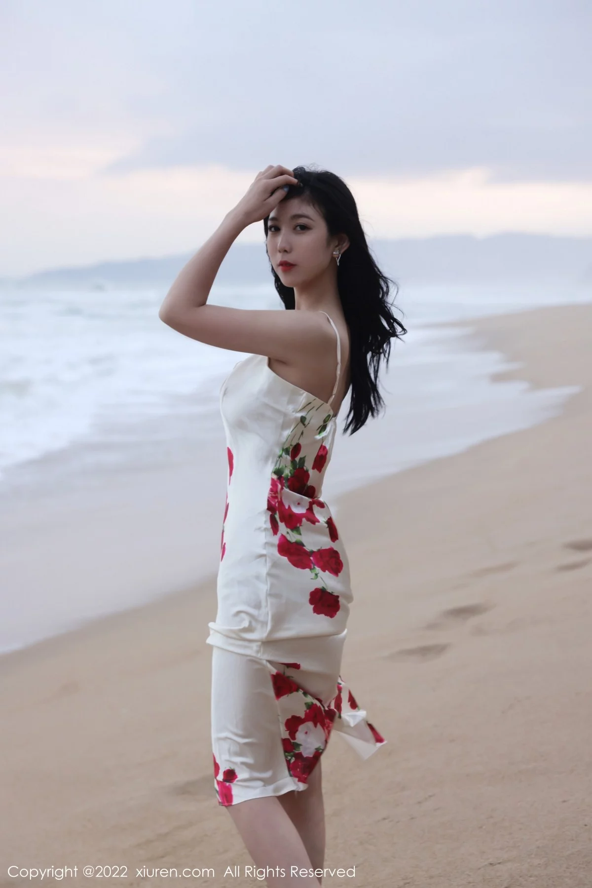 模特李雅柔三亚旅拍海边高开复古裙+黑色连体泳衣迷人诱惑写真74P-第1章-图片1