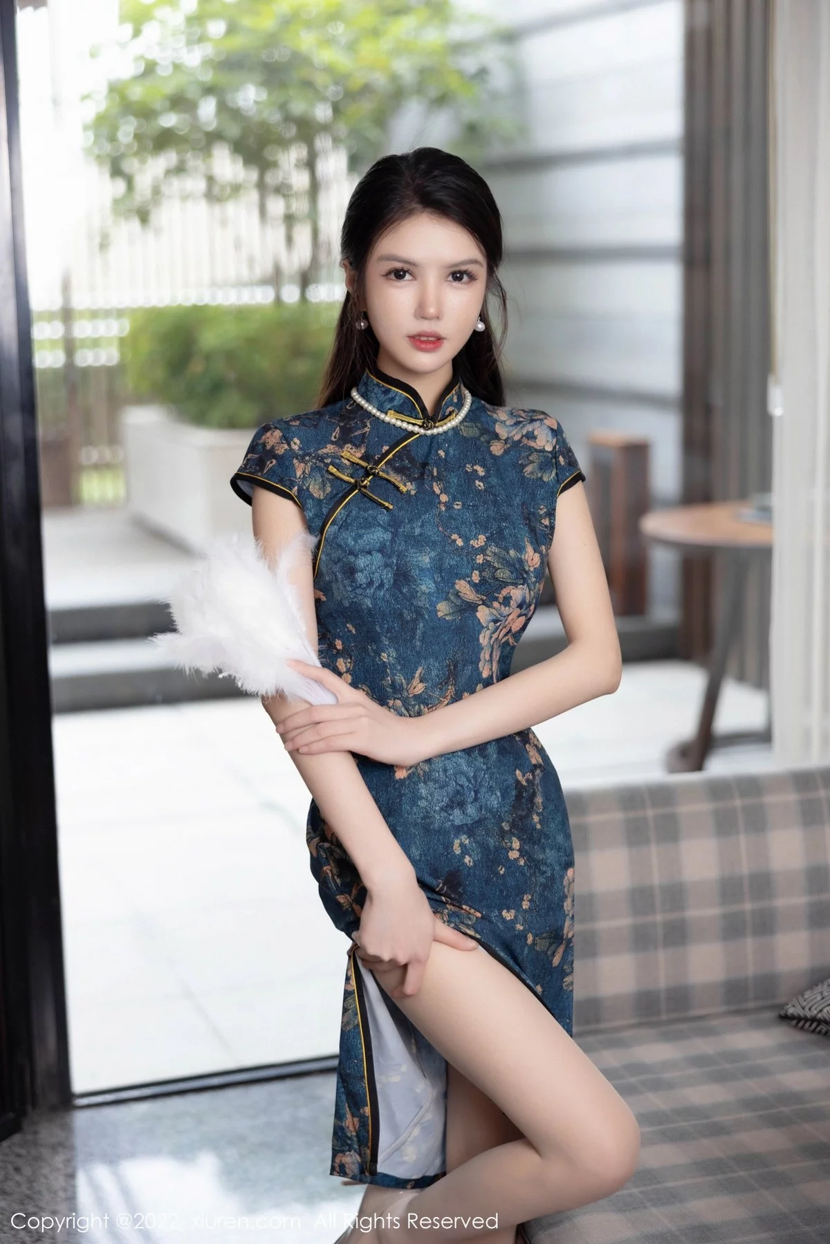 模特媛媛酱belle私房脱旗袍露轻透蕾丝内衣配超薄肉丝诱惑写真58P-第1章-图片3