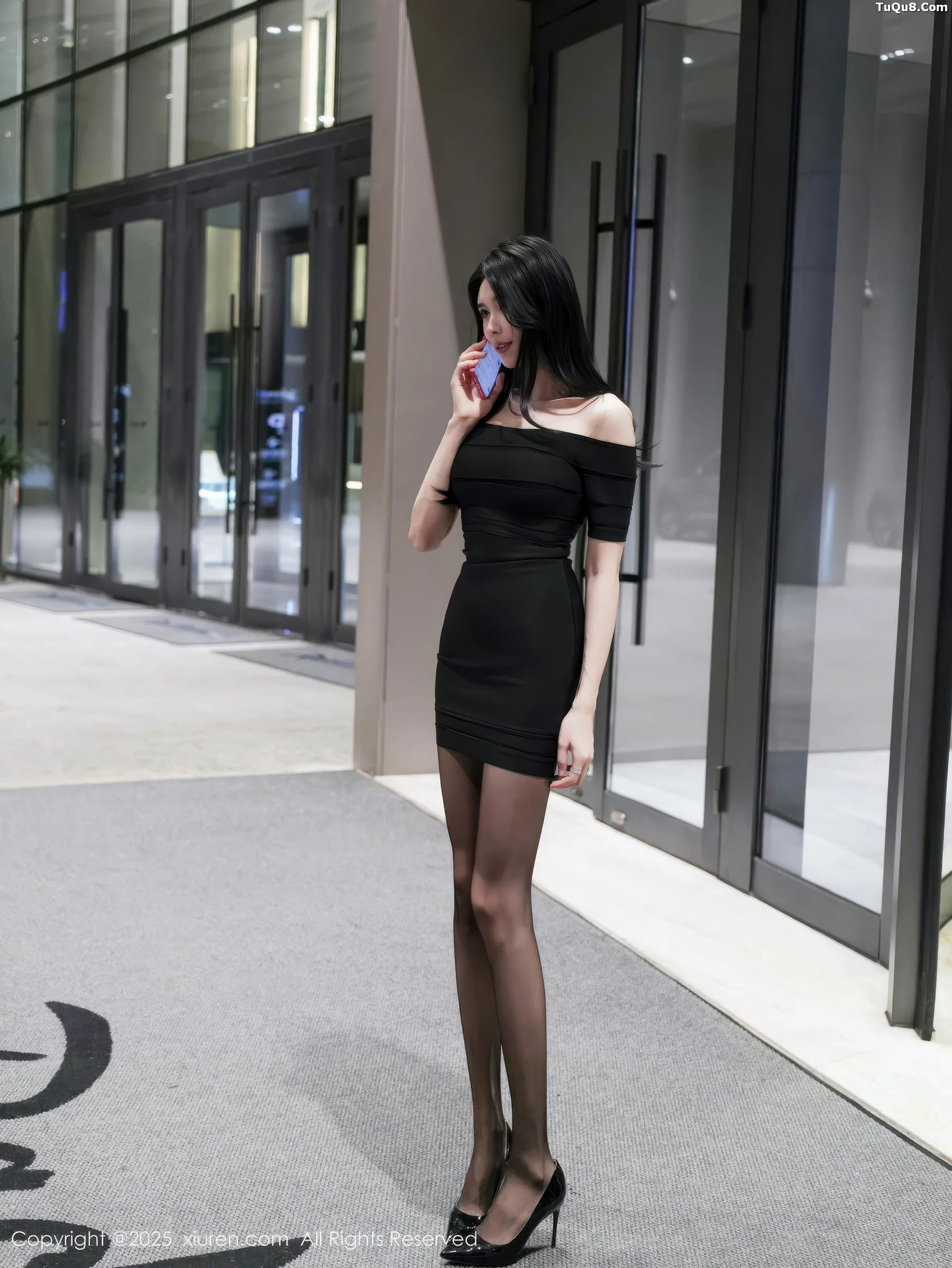 新人模特椰汁糯米姬性感黑色连衣短裙配超薄黑丝秀美腿诱惑写真53P-第1章-图片1
