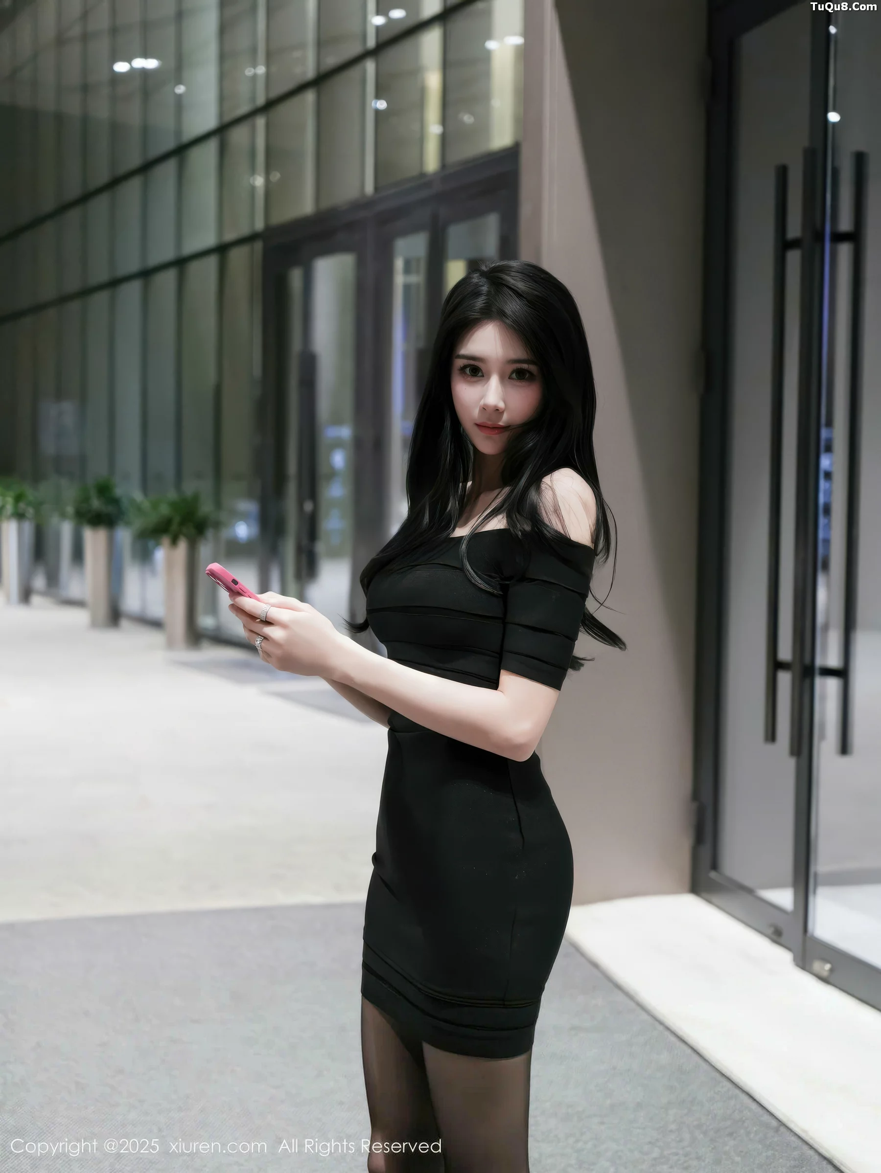 新人模特椰汁糯米姬性感黑色连衣短裙配超薄黑丝秀美腿诱惑写真53P-第1章-图片2