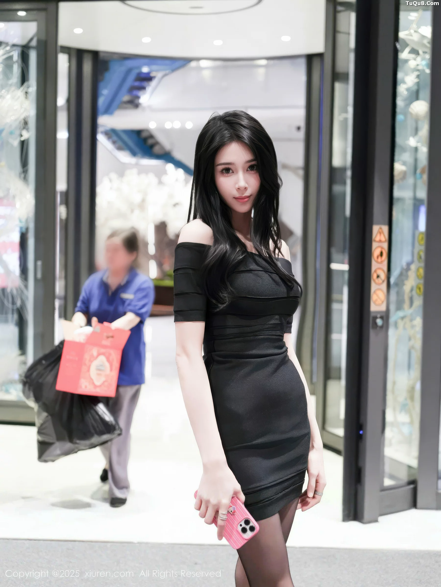 新人模特椰汁糯米姬性感黑色连衣短裙配超薄黑丝秀美腿诱惑写真53P-第1章-图片3