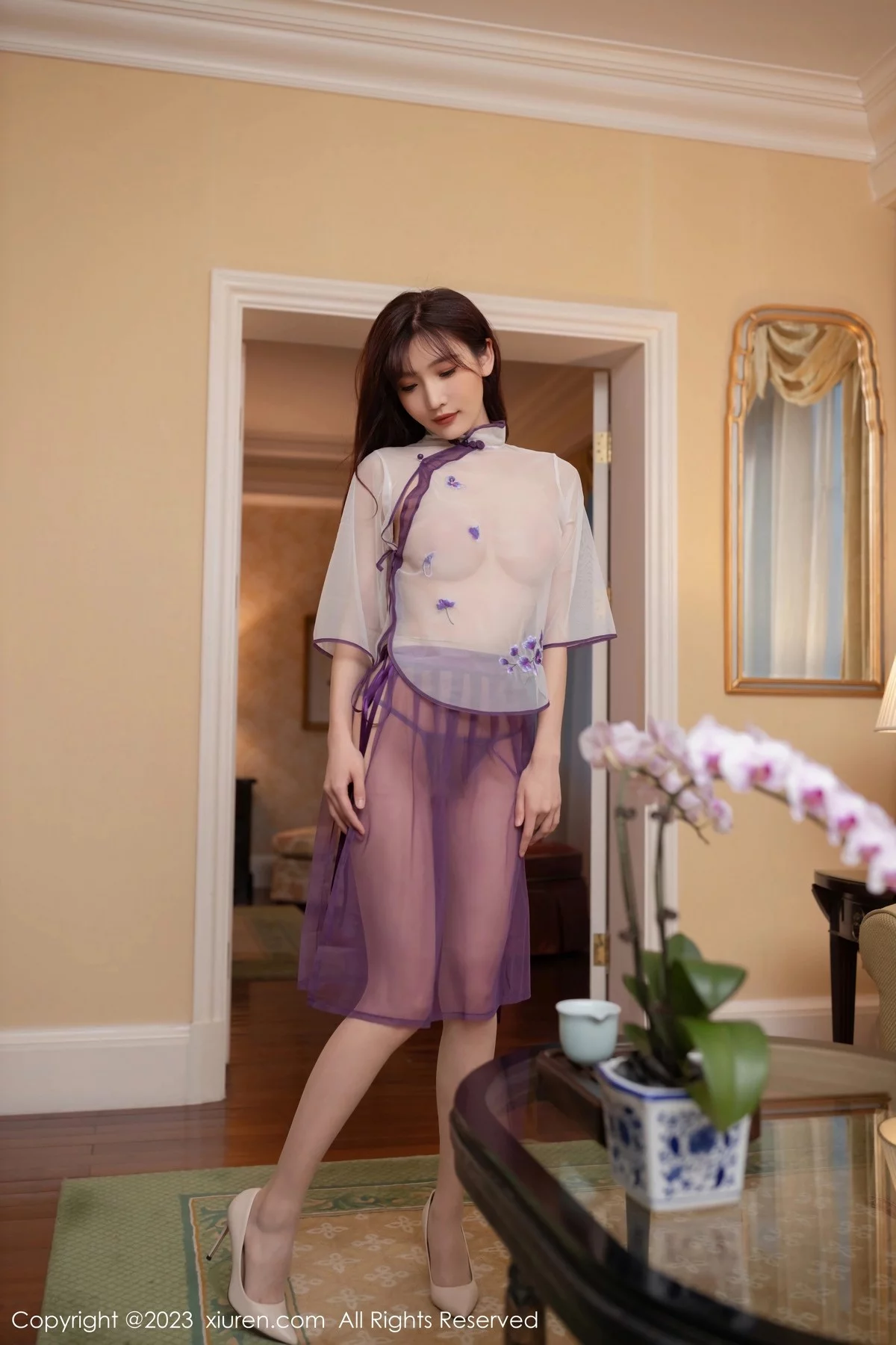 模特陆萱萱性感紫色轻透古装服饰透视秀惹火身材极致诱惑写真80P-第1章-图片1