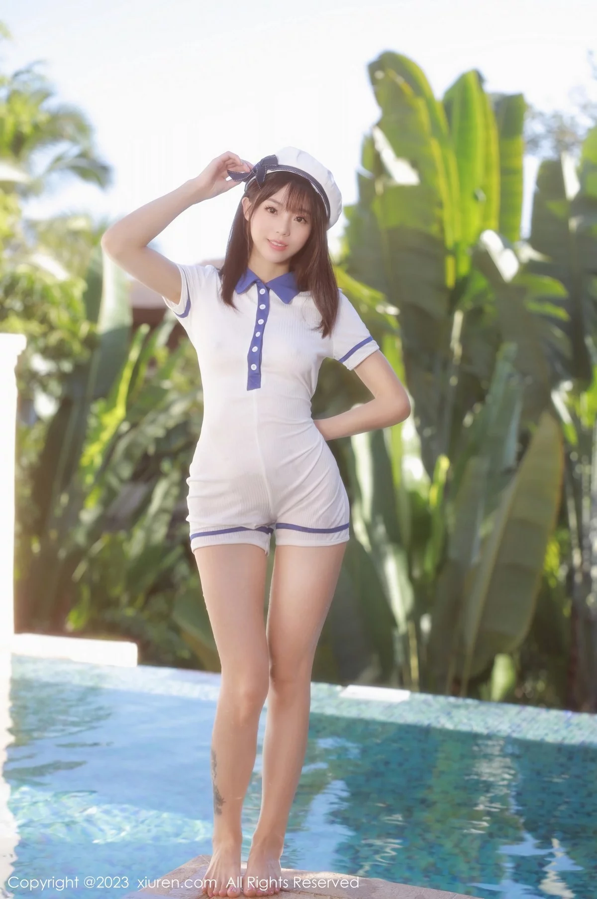 模特佘贝拉bella泳池性感白色海军服半脱秀完美身材诱惑写真67P-第1章-图片1