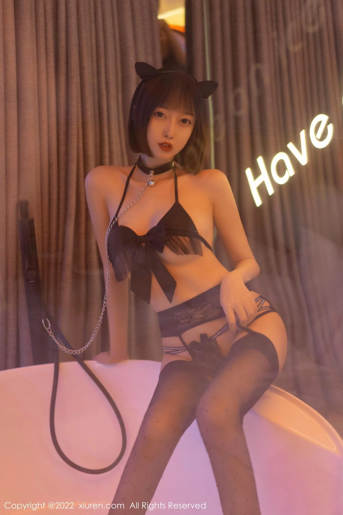 模特玥儿玥er大理旅拍黑色轻透服饰露性感黑色内衣诱惑写真58P-第8章-图片3