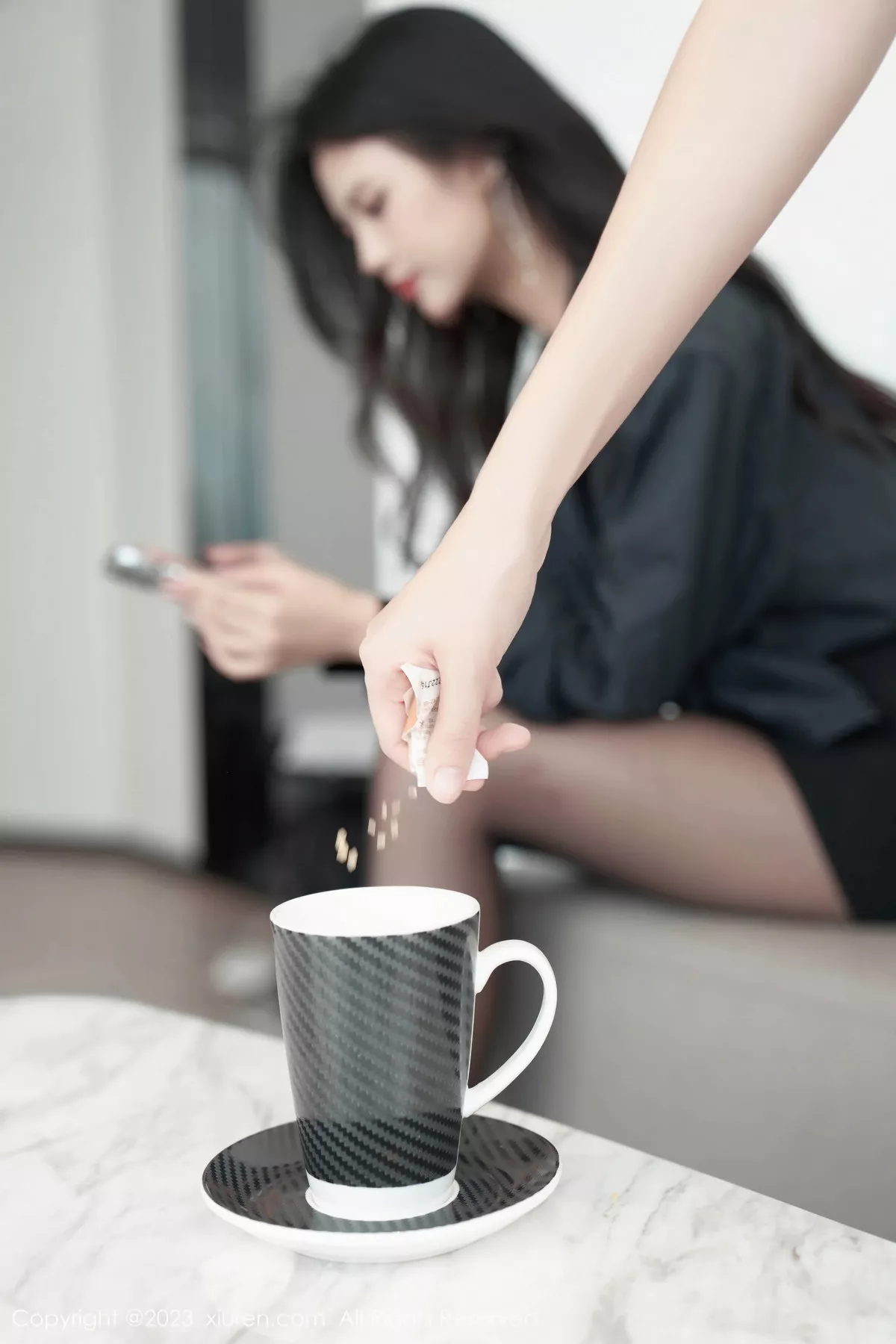 模特浅浅Danny性感黑色情趣服配超薄黑丝秀丰腴身姿诱惑写真84P-第1章-图片2