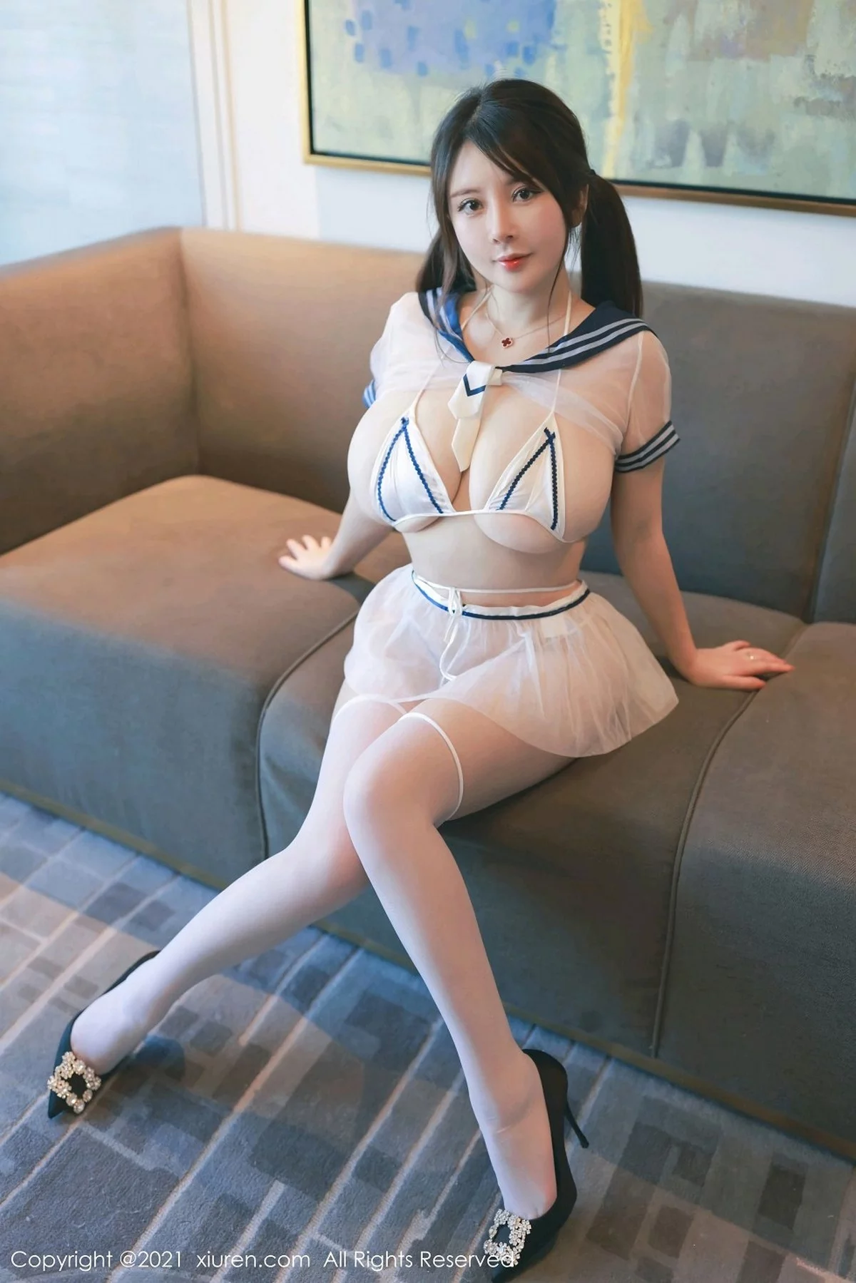 嫩模奶油妹妹私房海军三点式内衣下露童颜巨乳极致诱惑写真33P-第4章-图片1