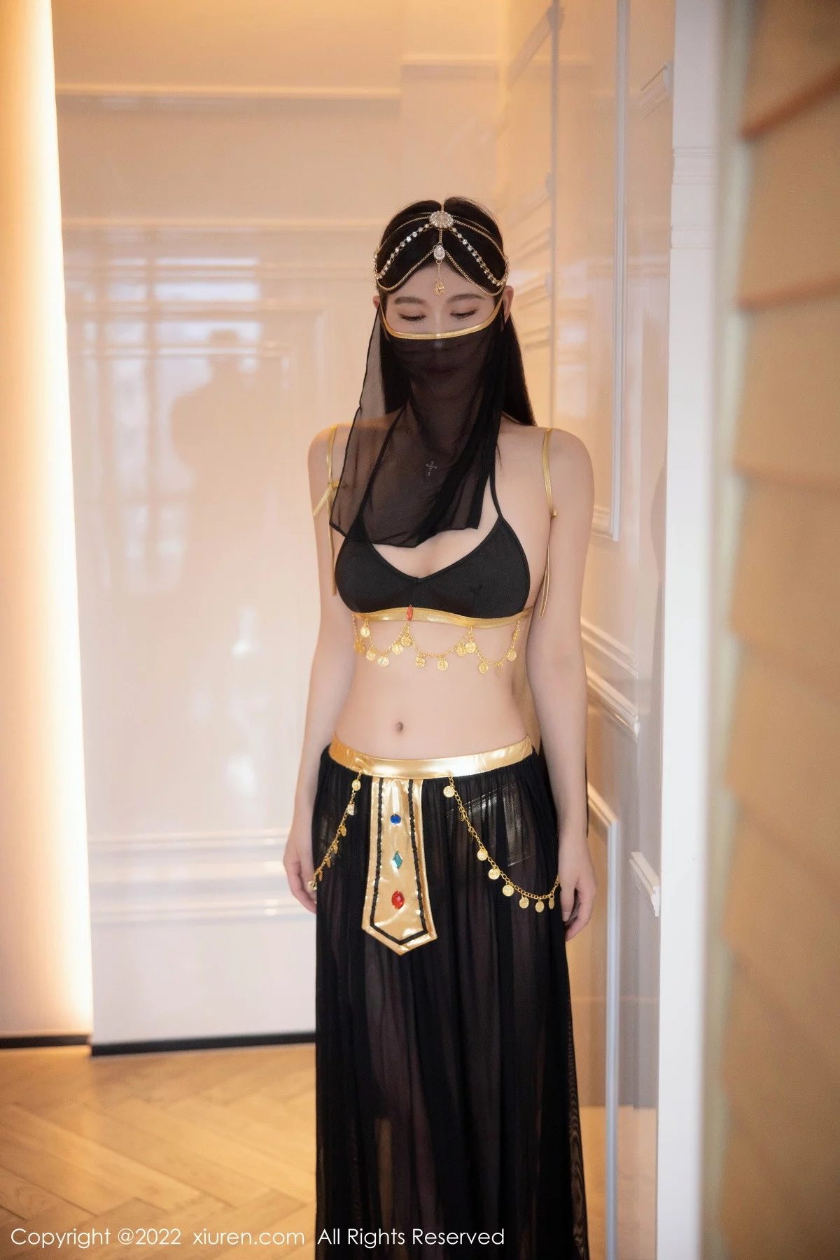 模特李雅柔西域风情主题黑色薄纱遮面露性感内衣迷人诱惑写真65P-第1章-图片1