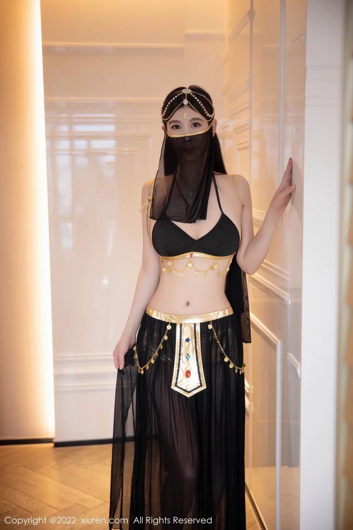 模特李雅柔西域风情主题黑色薄纱遮面露性感内衣迷人诱惑写真65P-第1章-图片2