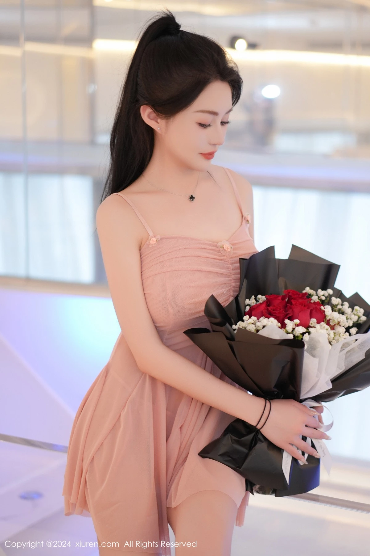 模特林幼一性感粉色连衣短裙露丁字裤秀翘臀美腿惹火诱惑写真120P-第1章-图片2