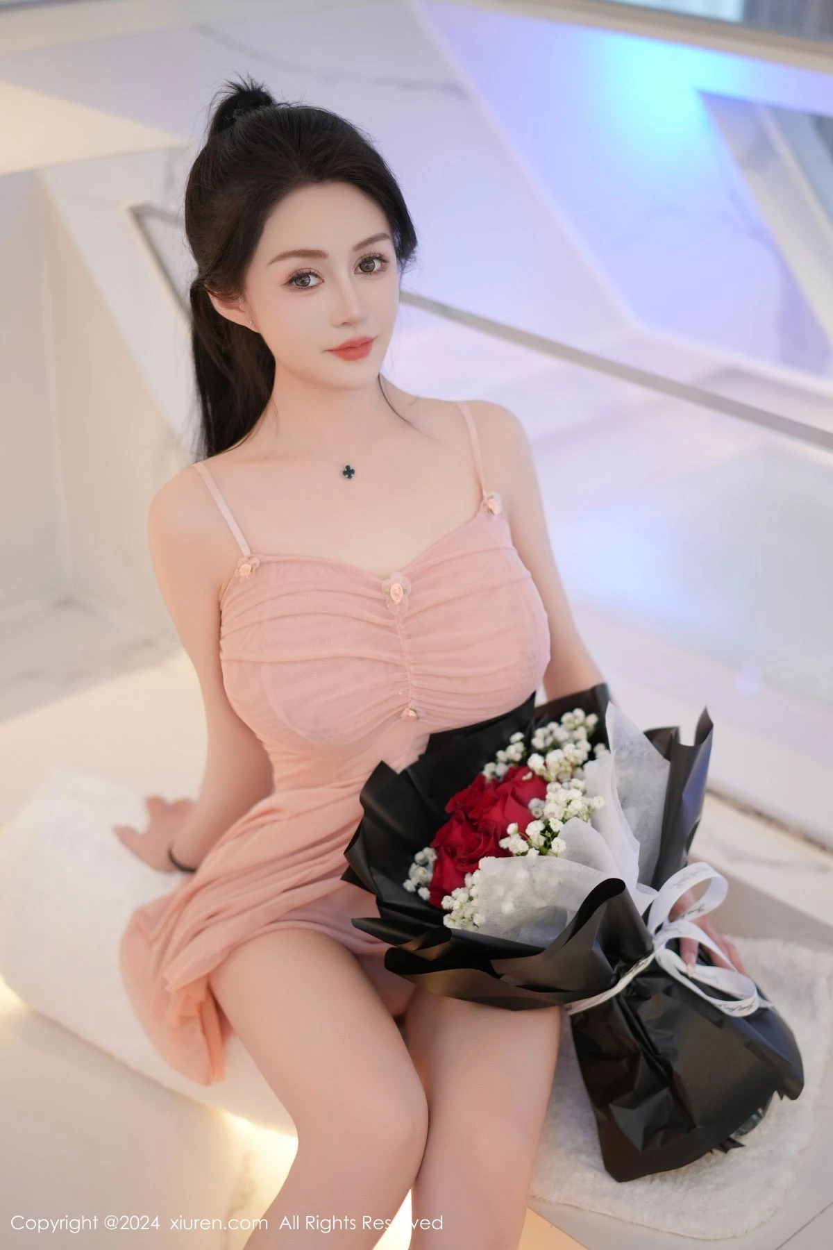 模特林幼一性感粉色连衣短裙露丁字裤秀翘臀美腿惹火诱惑写真120P-第1章-图片3