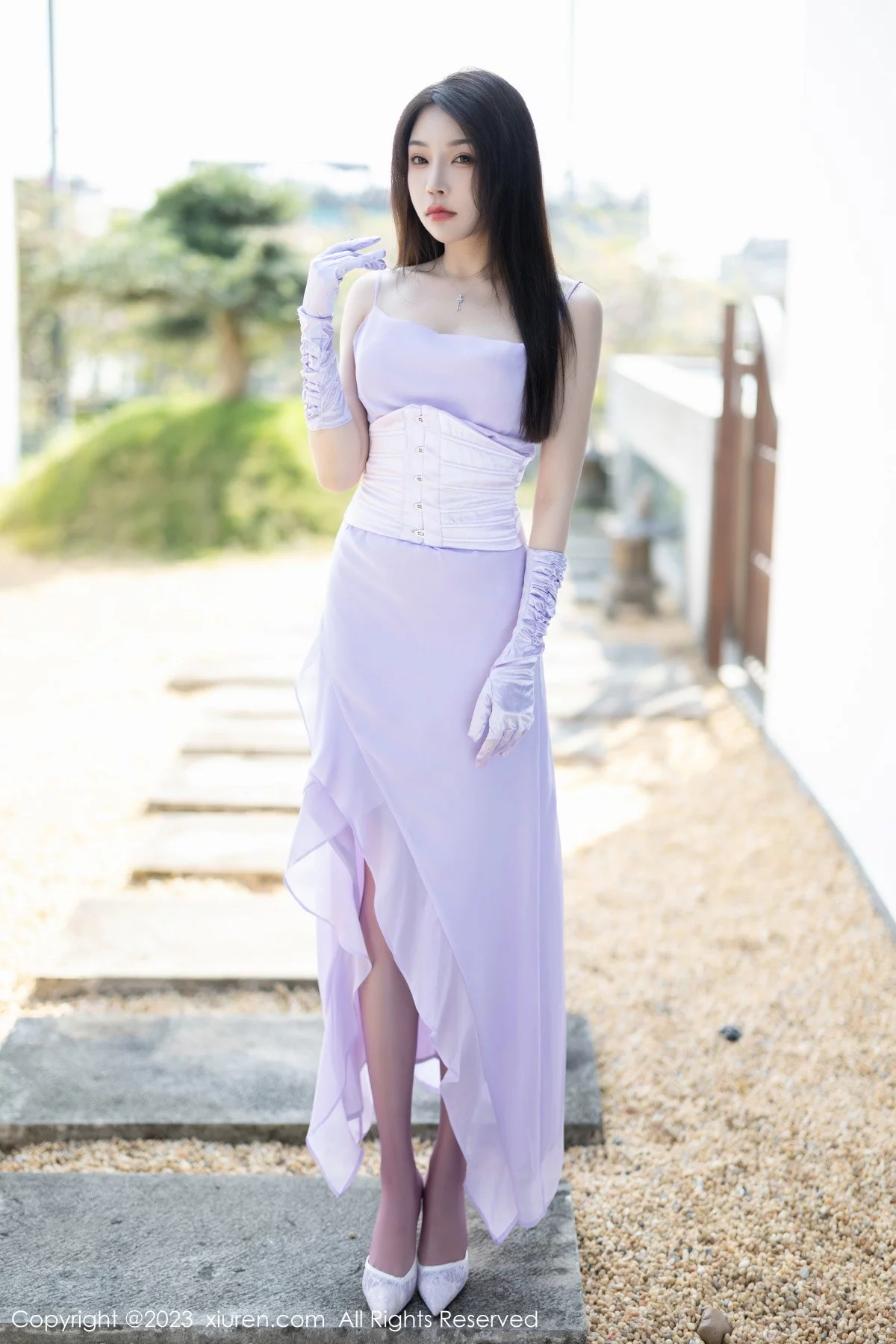 女神徐莉芝Booty淡紫色连衣长裙+淡蓝色网格内衣惹火诱惑写真81P-第1章-图片1