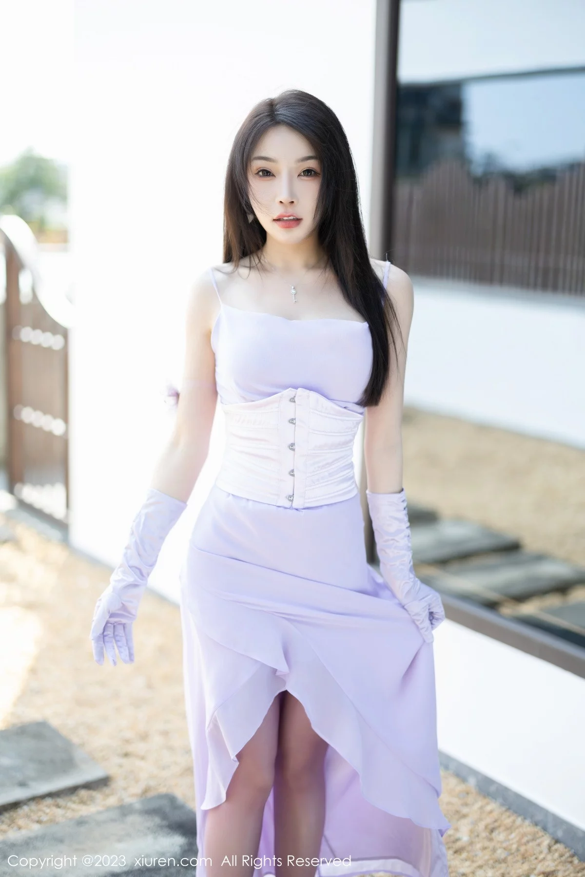 女神徐莉芝Booty淡紫色连衣长裙+淡蓝色网格内衣惹火诱惑写真81P-第1章-图片2