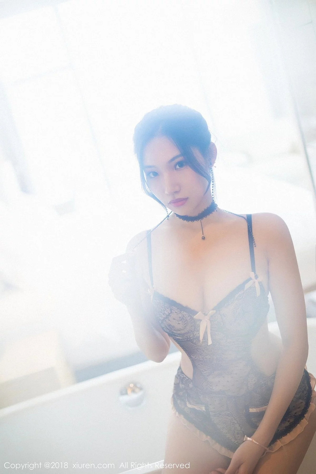 嫩模小狐狸Sica性感黑色女仆装+浴室透视内衣诱惑写真45P-第3章-图片3