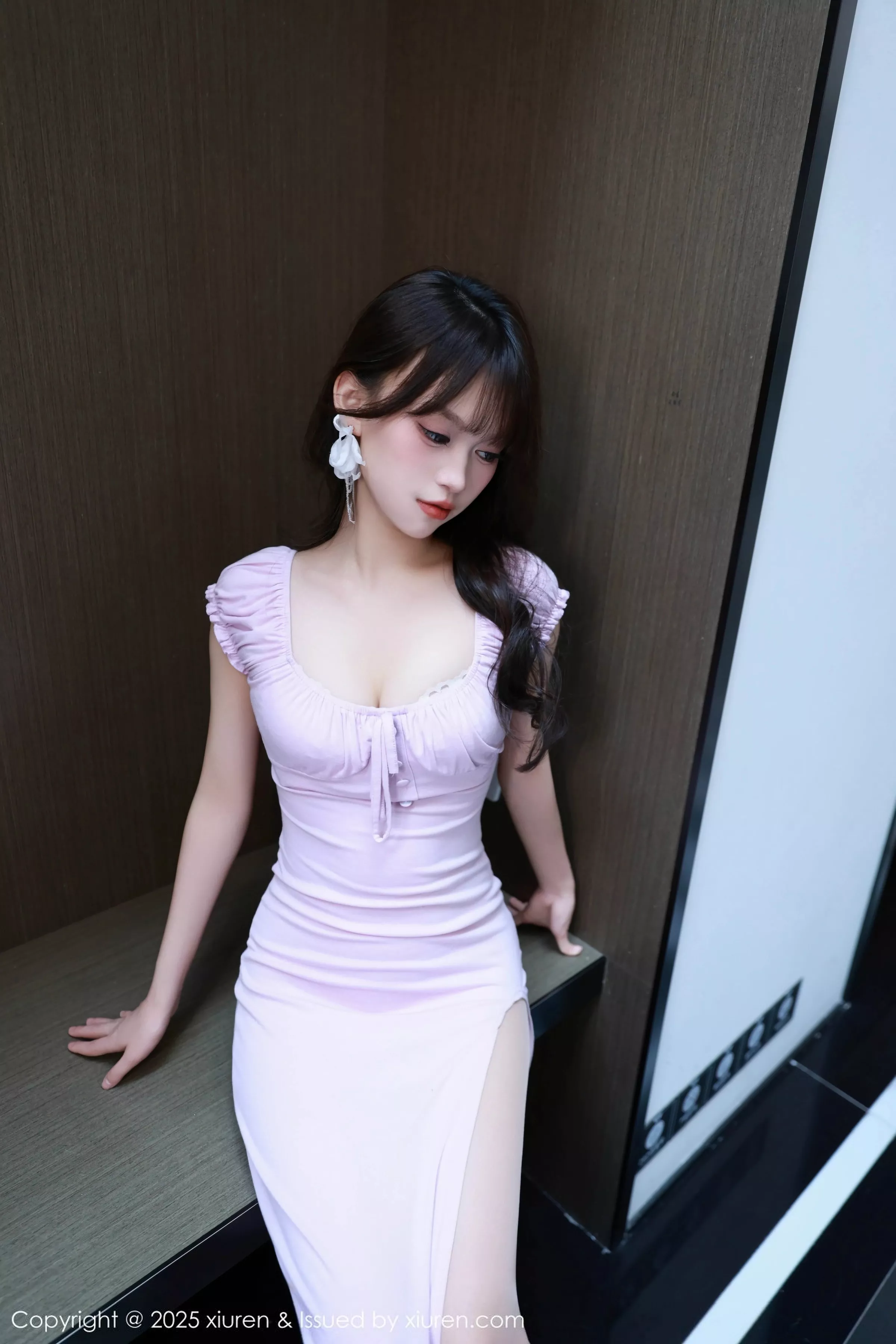 模特糯咪性感紫色连衣长裙配超薄无内肉丝秀曼妙身材诱惑写真79P-第1章-图片1