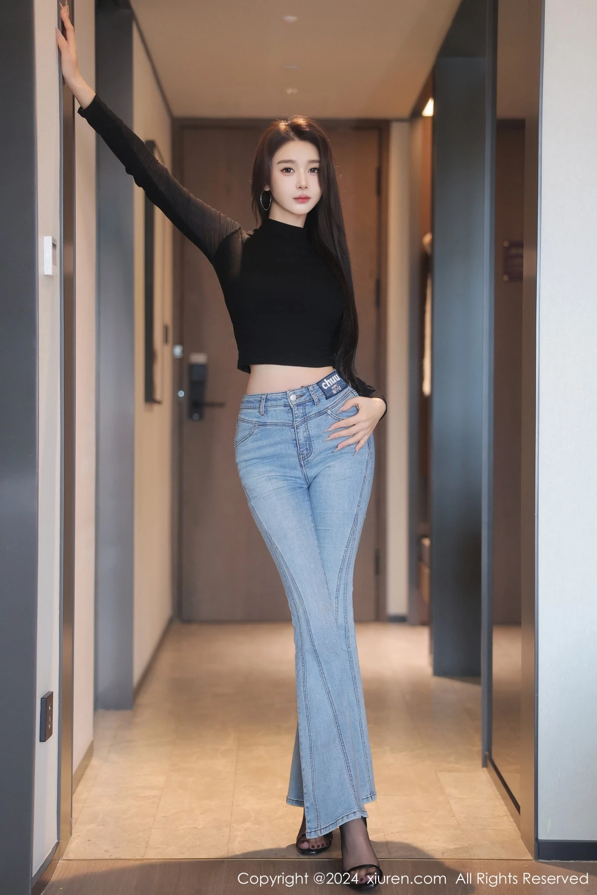 模特Candy糖糖性感黑色上衣露黑色内衣配超薄黑丝极致魅惑写真76P-第1章-图片1