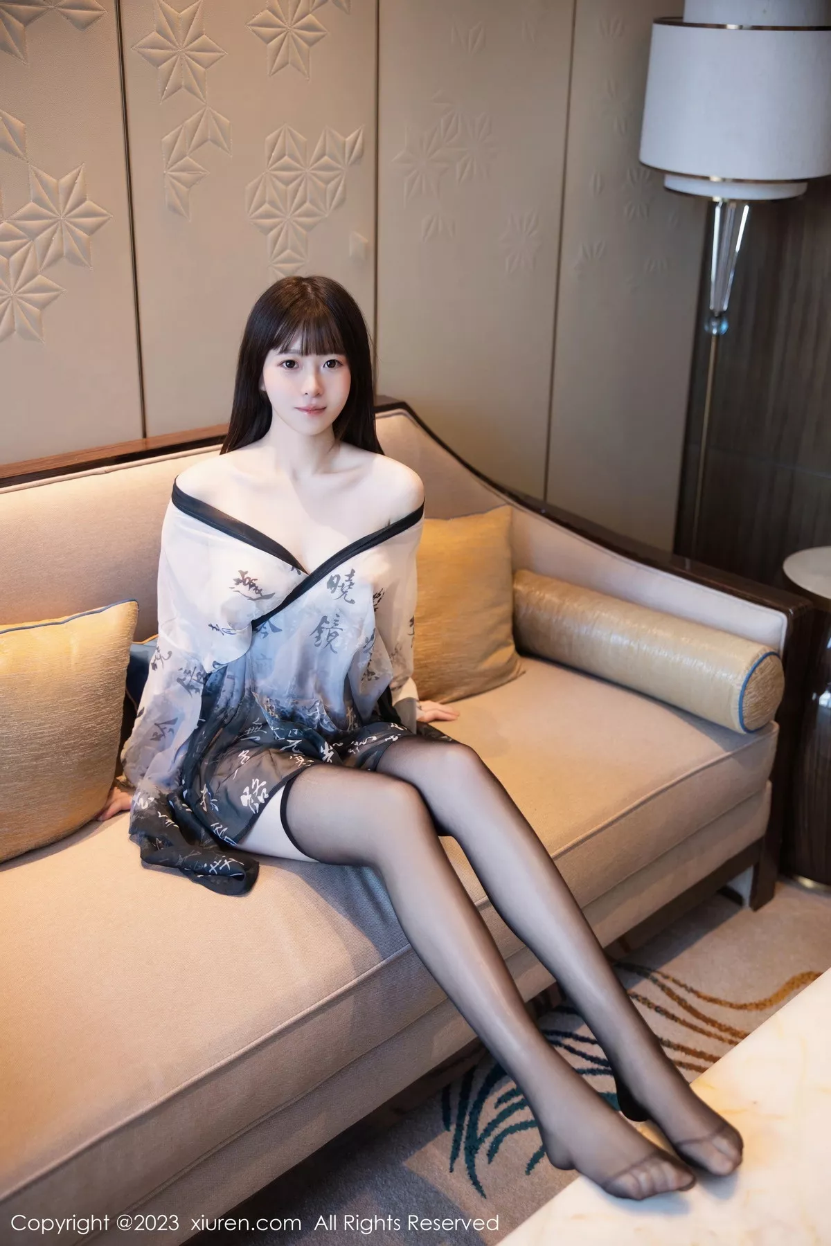 模特林悠悠性感黑白薄纱古装服饰配黑丝袜秀曼妙身姿诱惑写真84P-第1章-图片2