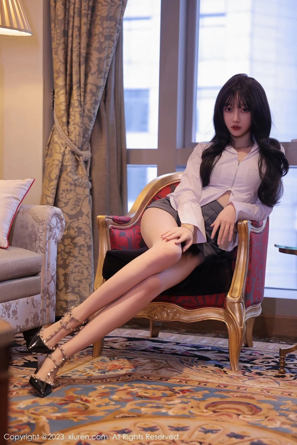 模特玥儿玥er性感黑色蕾丝内衣配原色丝袜秀曼妙身姿诱惑写真84P-第1章-图片2