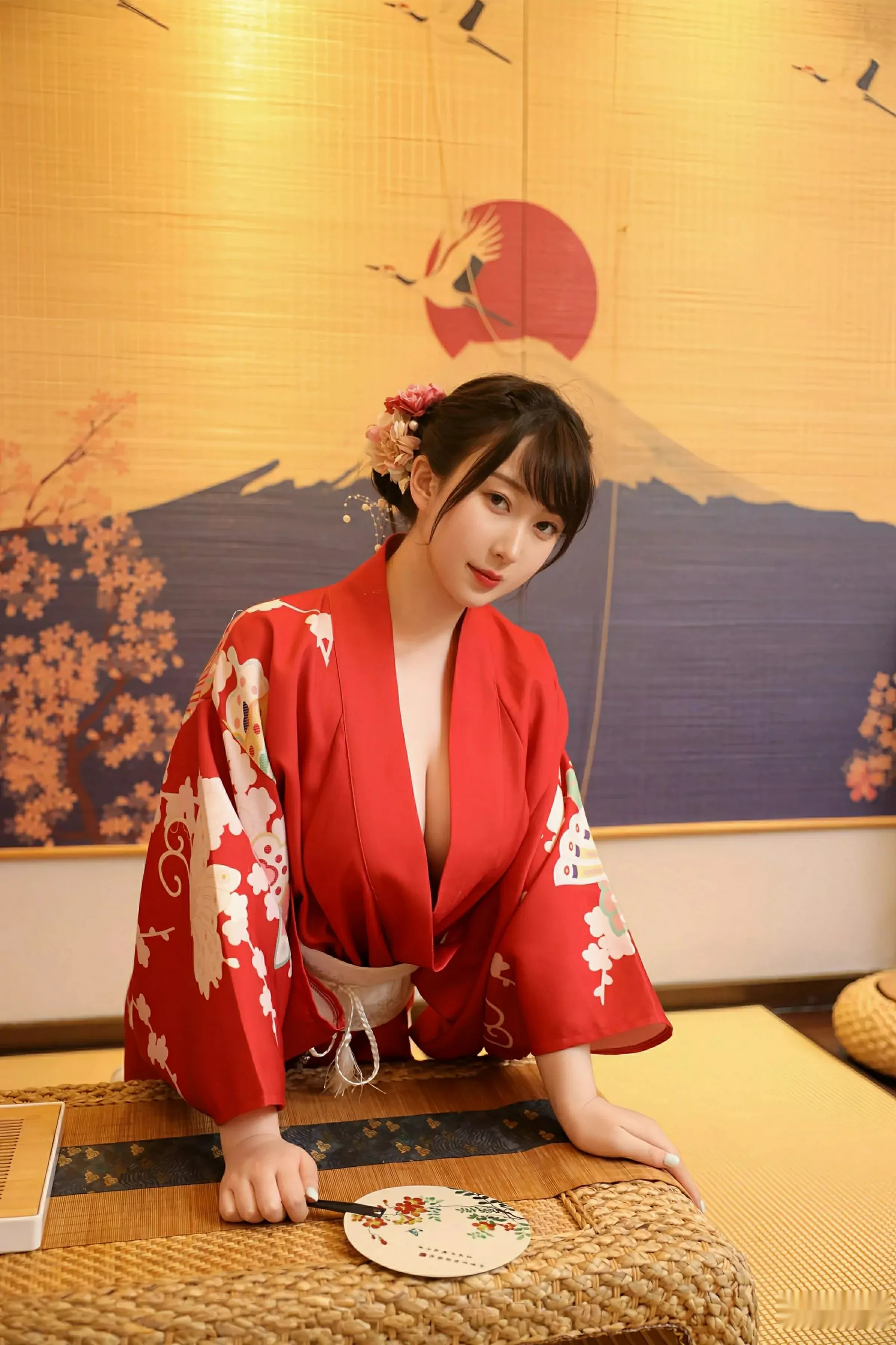 模特李沁恩lrene性感日系风红色服饰半脱秀丰腴身材惹火诱惑写真69P-第1章-图片1