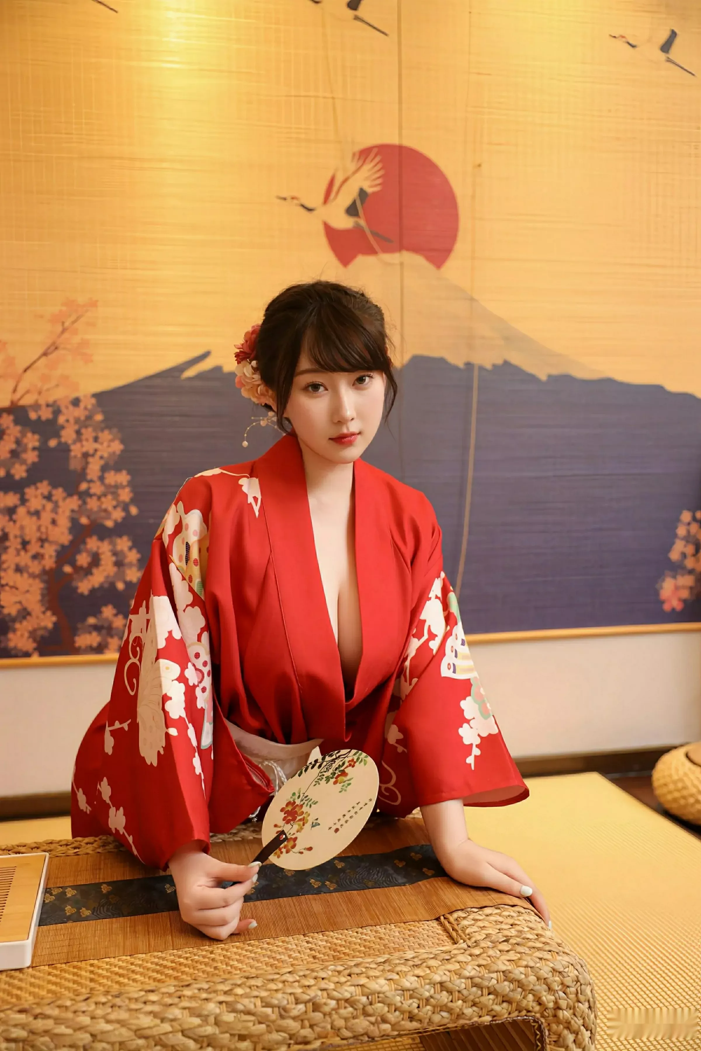 模特李沁恩lrene性感日系风红色服饰半脱秀丰腴身材惹火诱惑写真69P-第1章-图片3